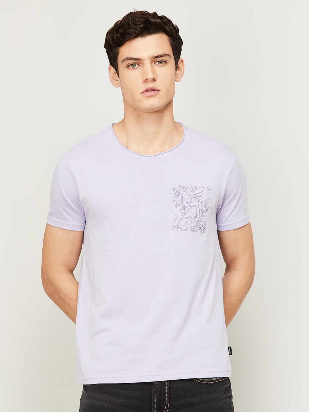 

Fame Forever by Lifestyle Men Purple Slim Fit Cotton T-shirt