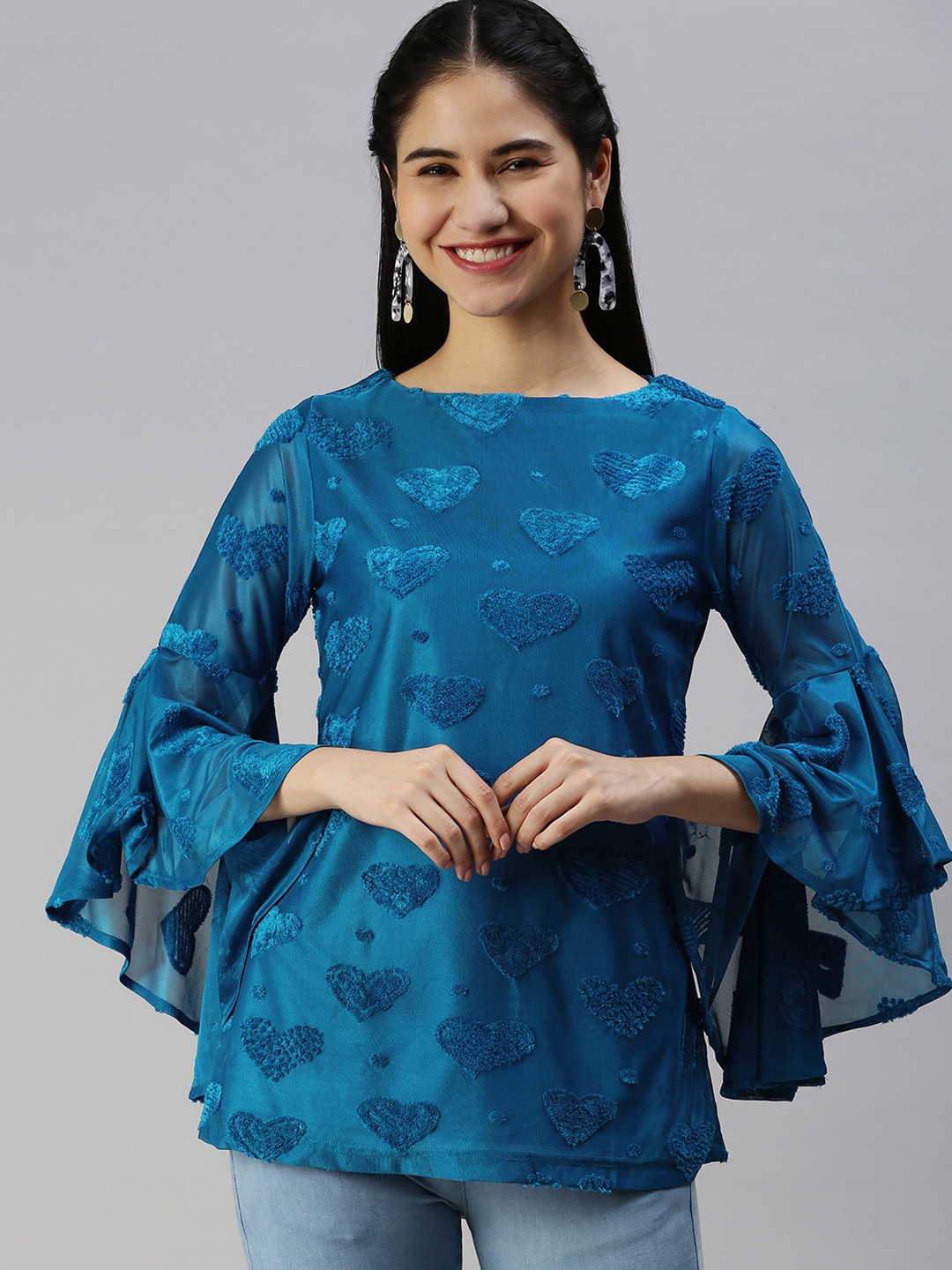 

Emmyrobe Women Blue Embellished Regular Top