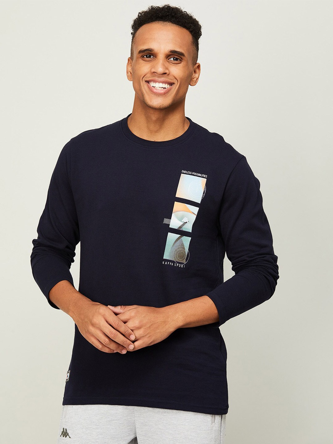 

Kappa Men Navy Blue Graphic Printed T-shirt