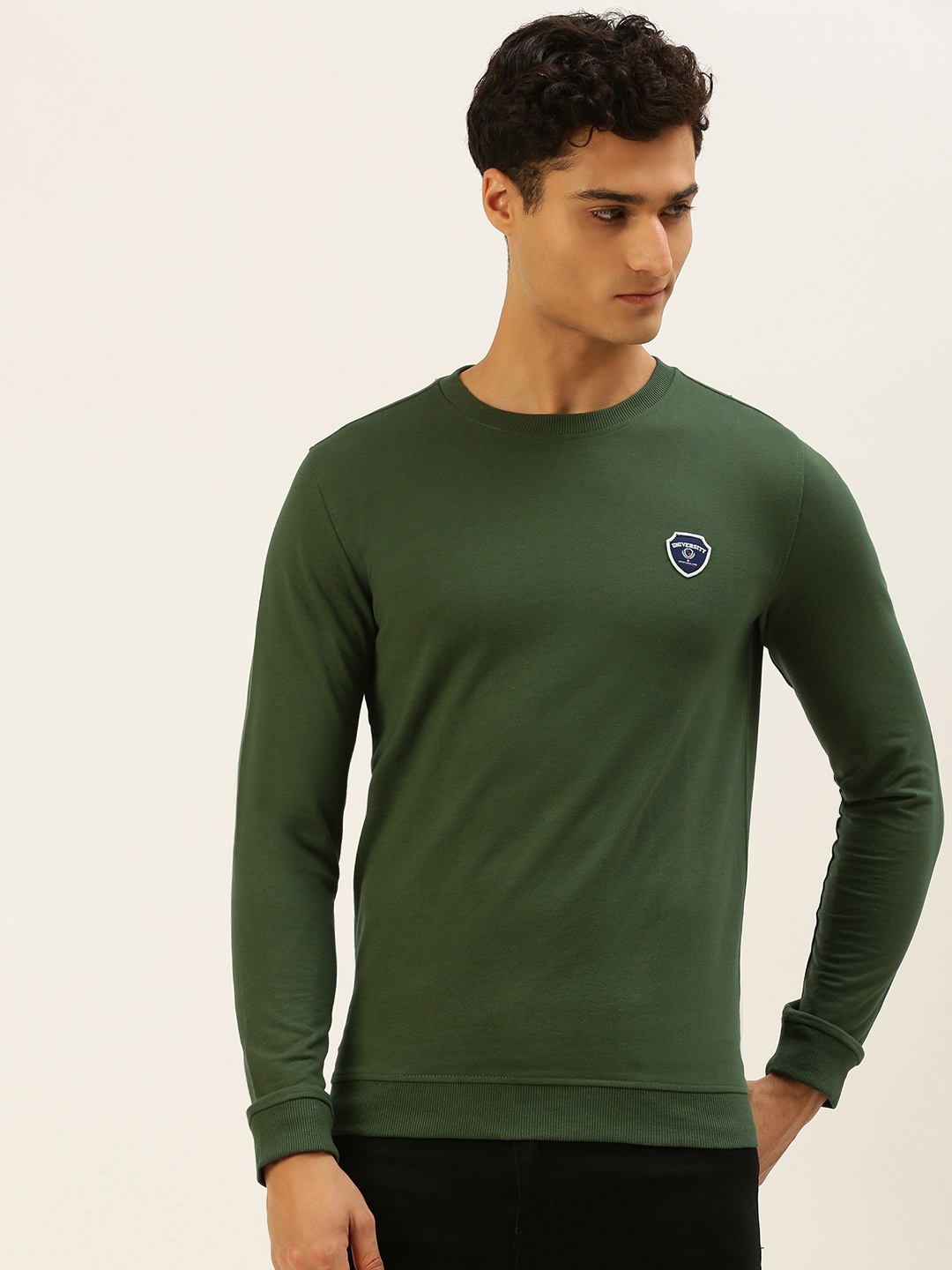 

PETER ENGLAND UNIVERSITY Men Olive Green Sweatshirt