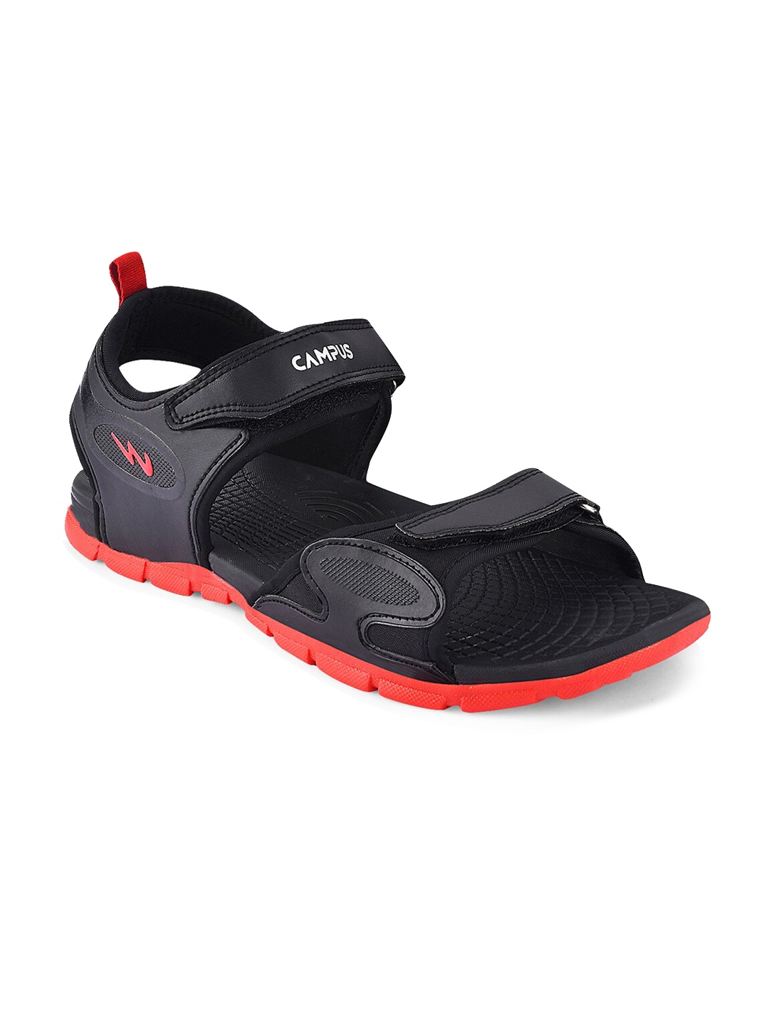 

Campus Men Black & Orange Solid Sports Sandals