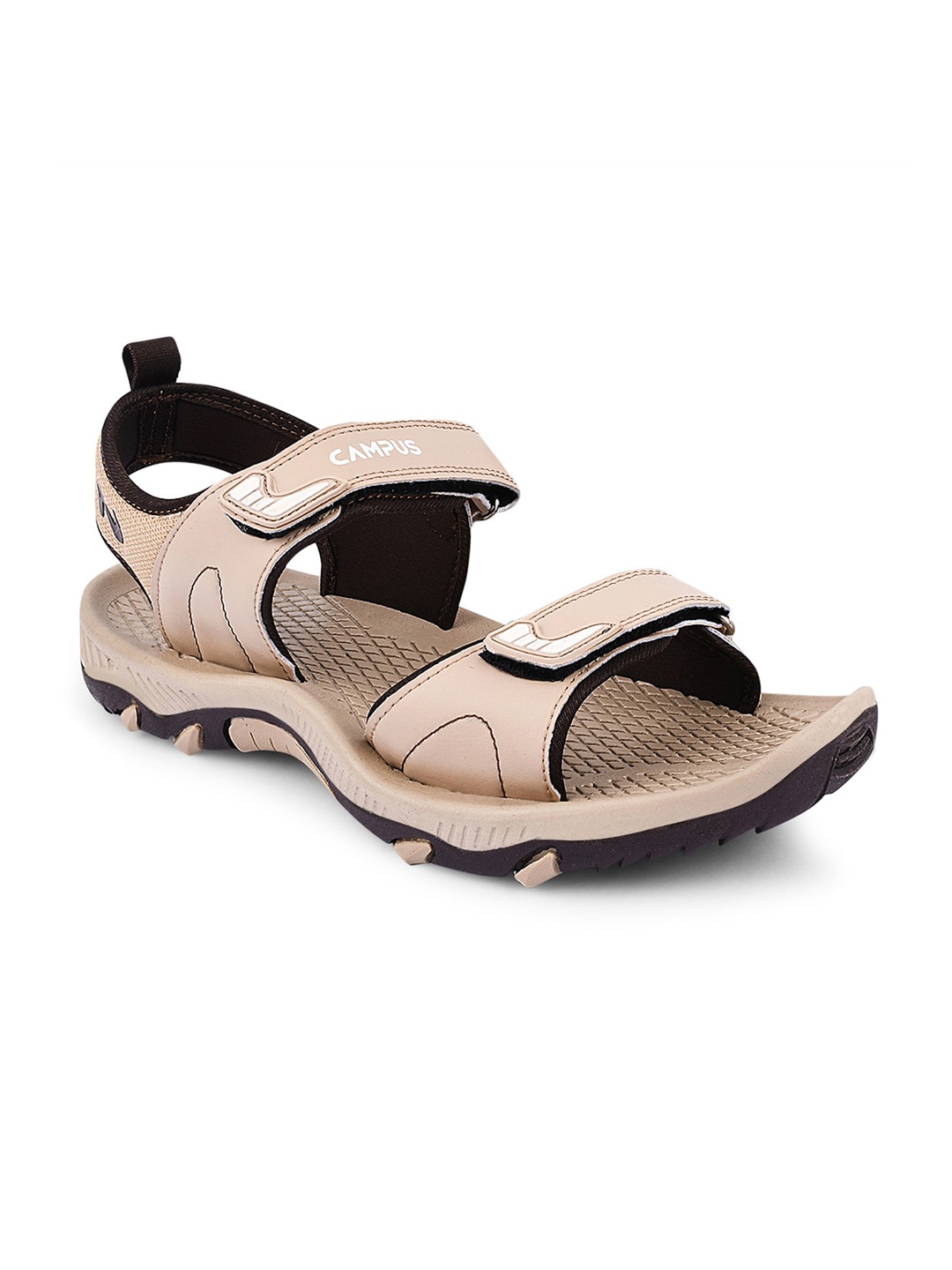 

Campus Men Beige & Black Solid Sports Sandals