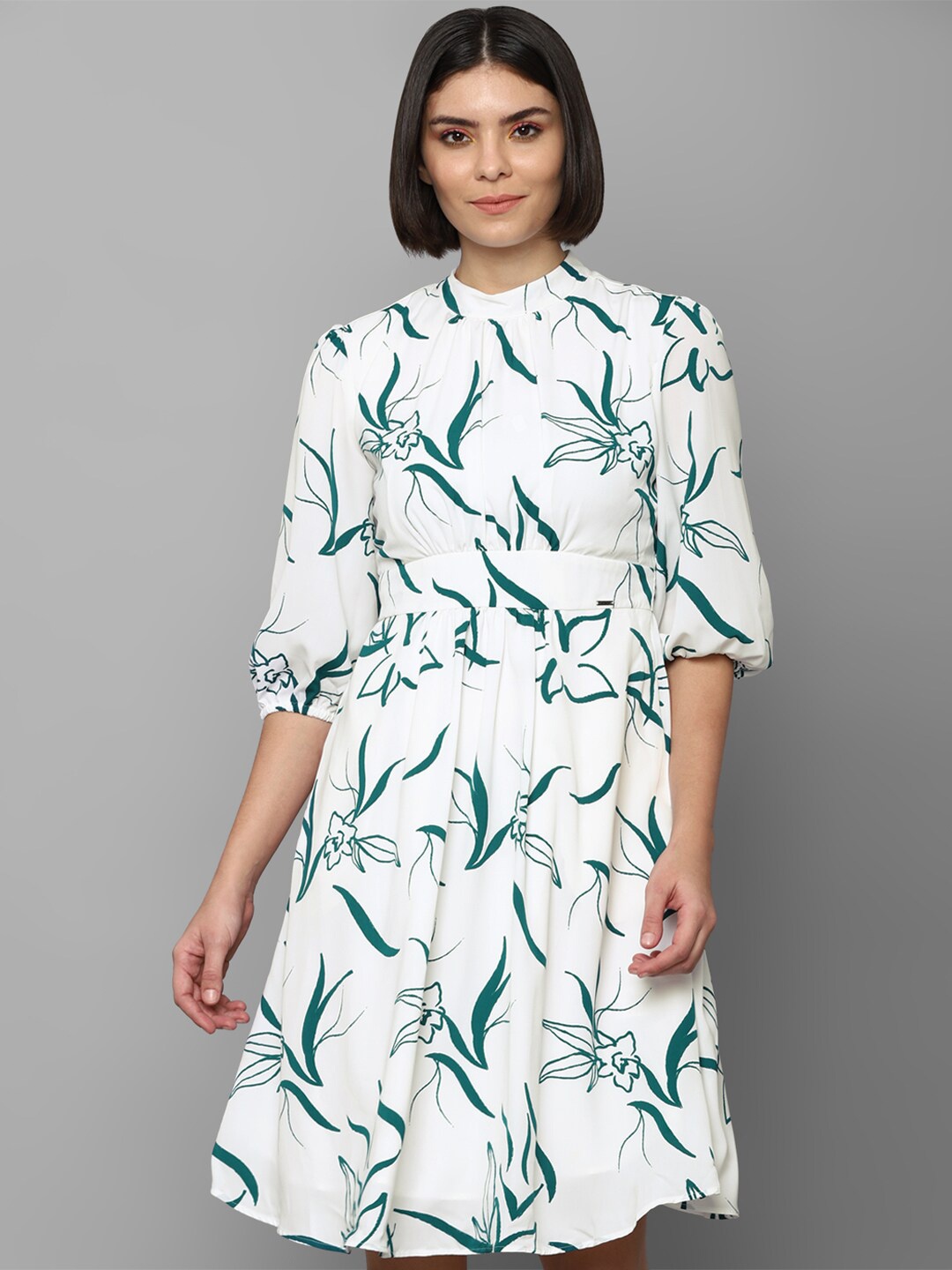 

Allen Solly Woman White Floral A-Line Dress
