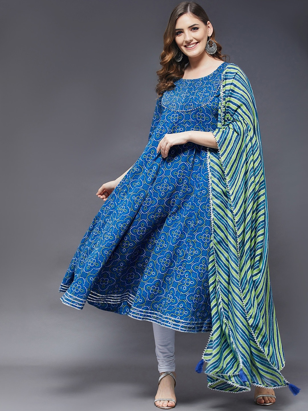 

Azira Women Blue Printed Kurta with Dupatta