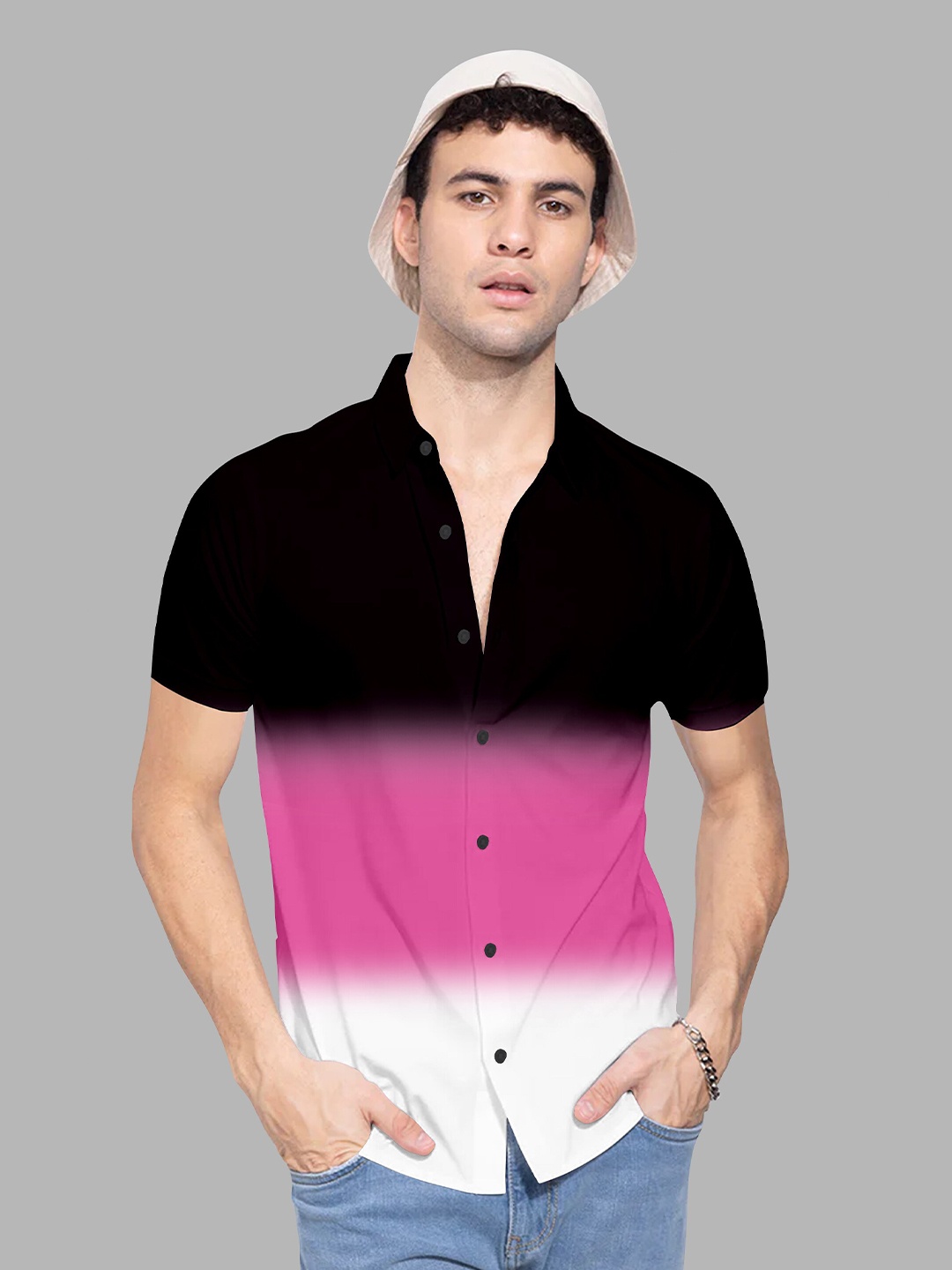 

Fashion FRICKS Men Black Standard Colourblocked Casual Shirt