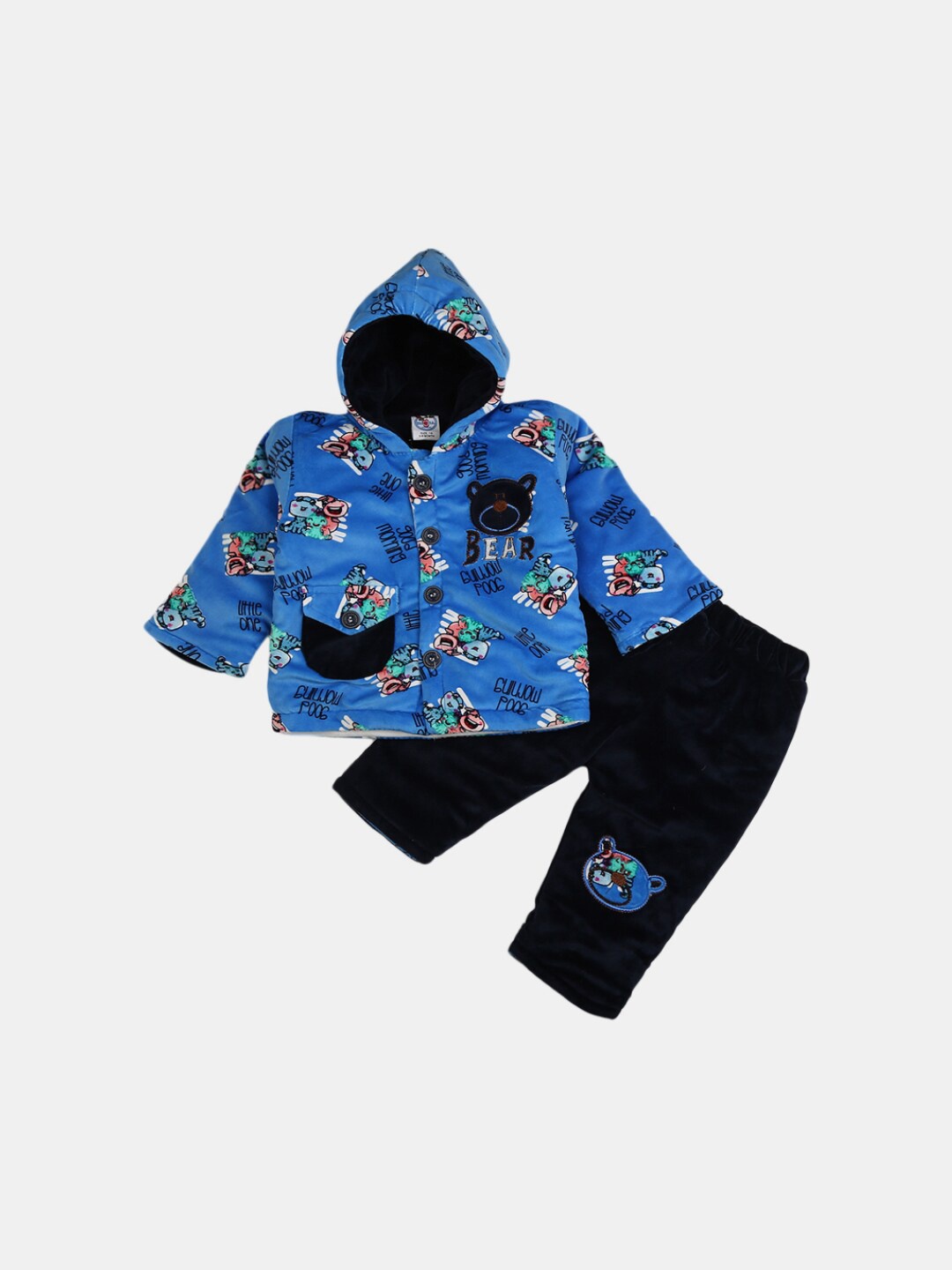

V-Mart Unisex Kids Blue & Black Printed T-shirt with Trousers