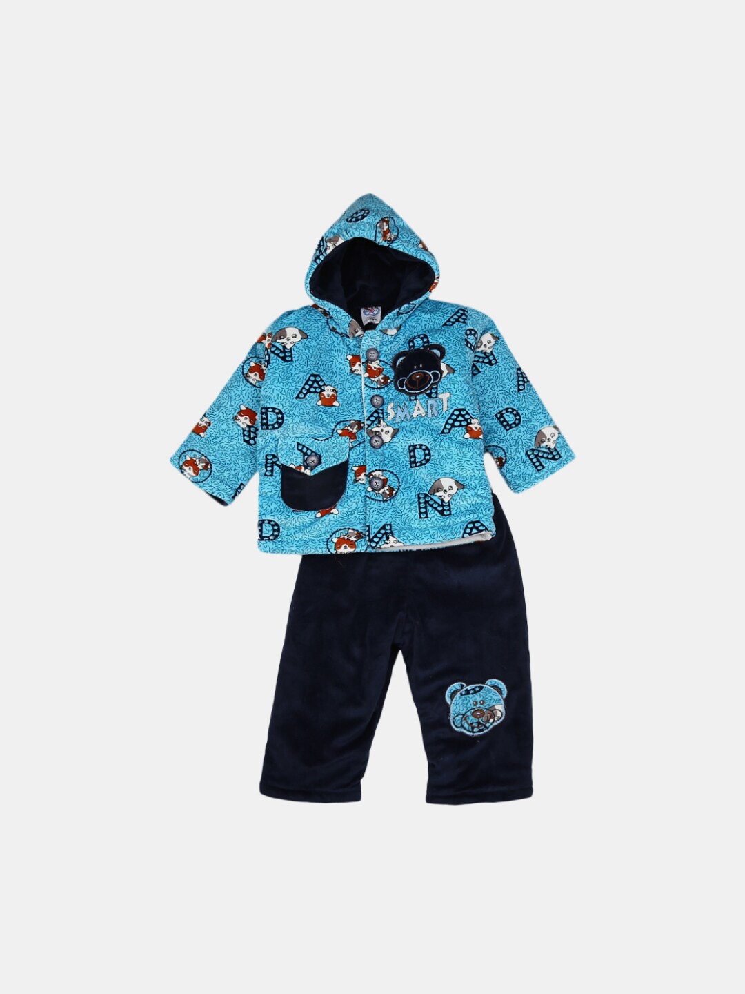 

V-Mart Kids Blue & White Printed Shirt with Trousers