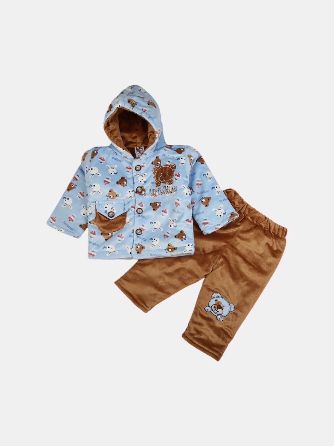 

V-Mart Unisex Kids Blue & Brown Printed Shirt with Trousers