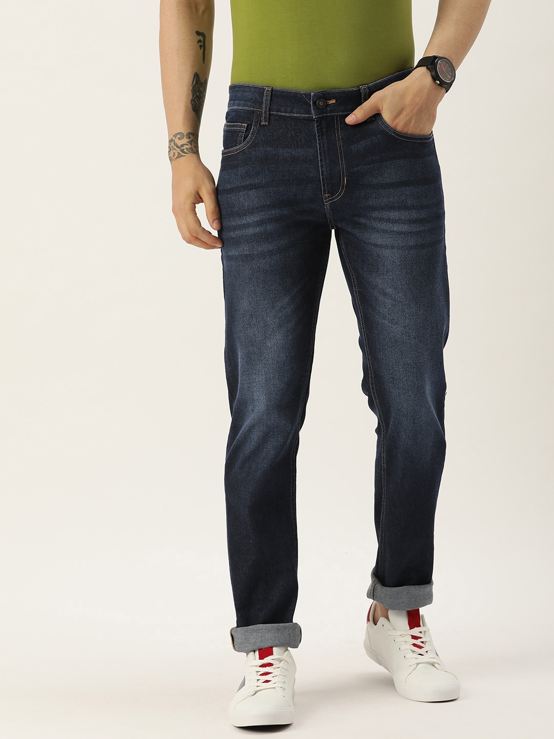 

Peter England Casuals Men Slim Fit Light Fade Stretchable Jeans, Blue