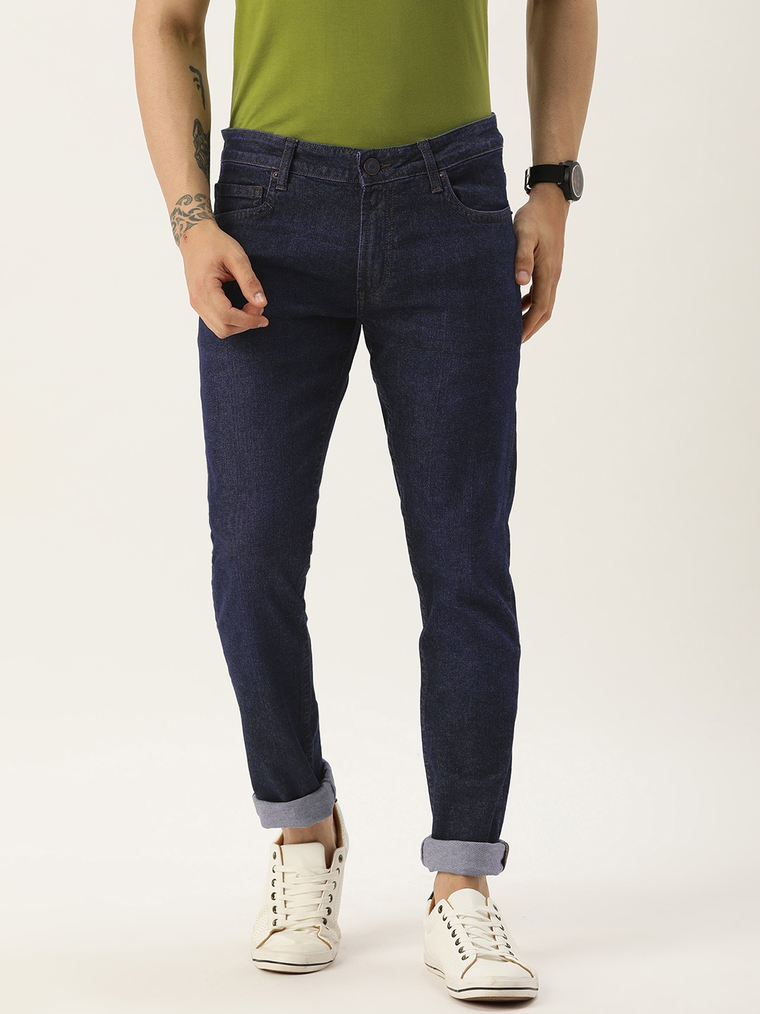 

Peter England Casuals Men Slim Fit Light Fade Stretchable Jeans, Blue