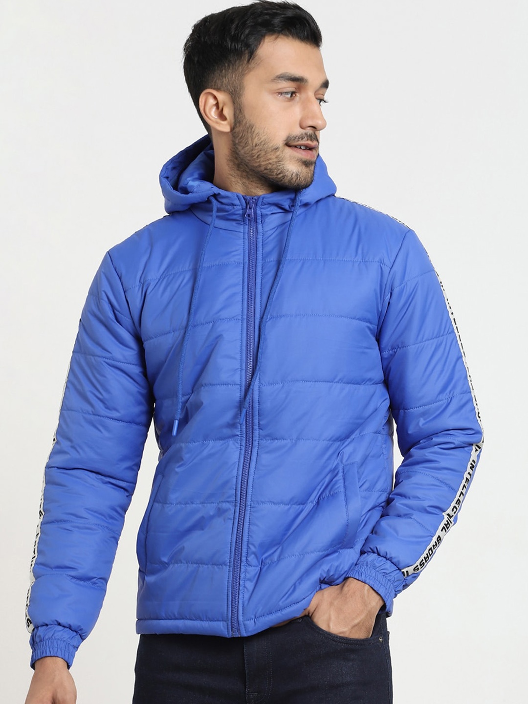 

Bewakoof Plus Men Blue Plus Size Solid Padded Jacket