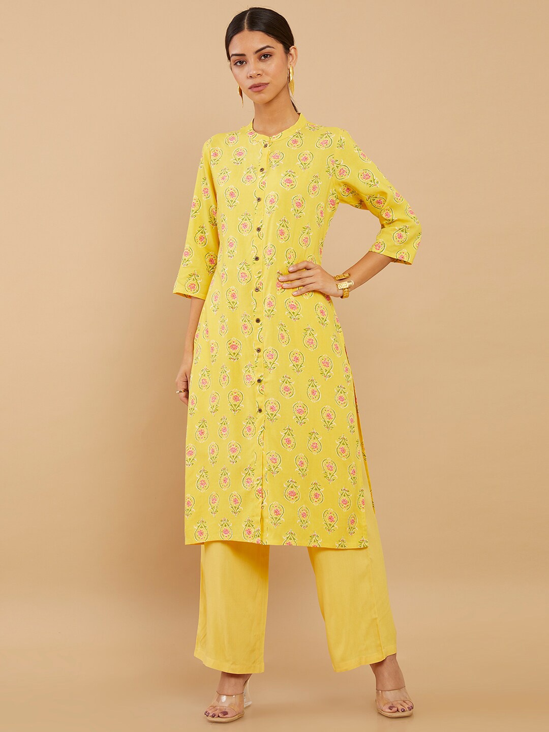 

Soch Women Yellow Floral Printed Kurta