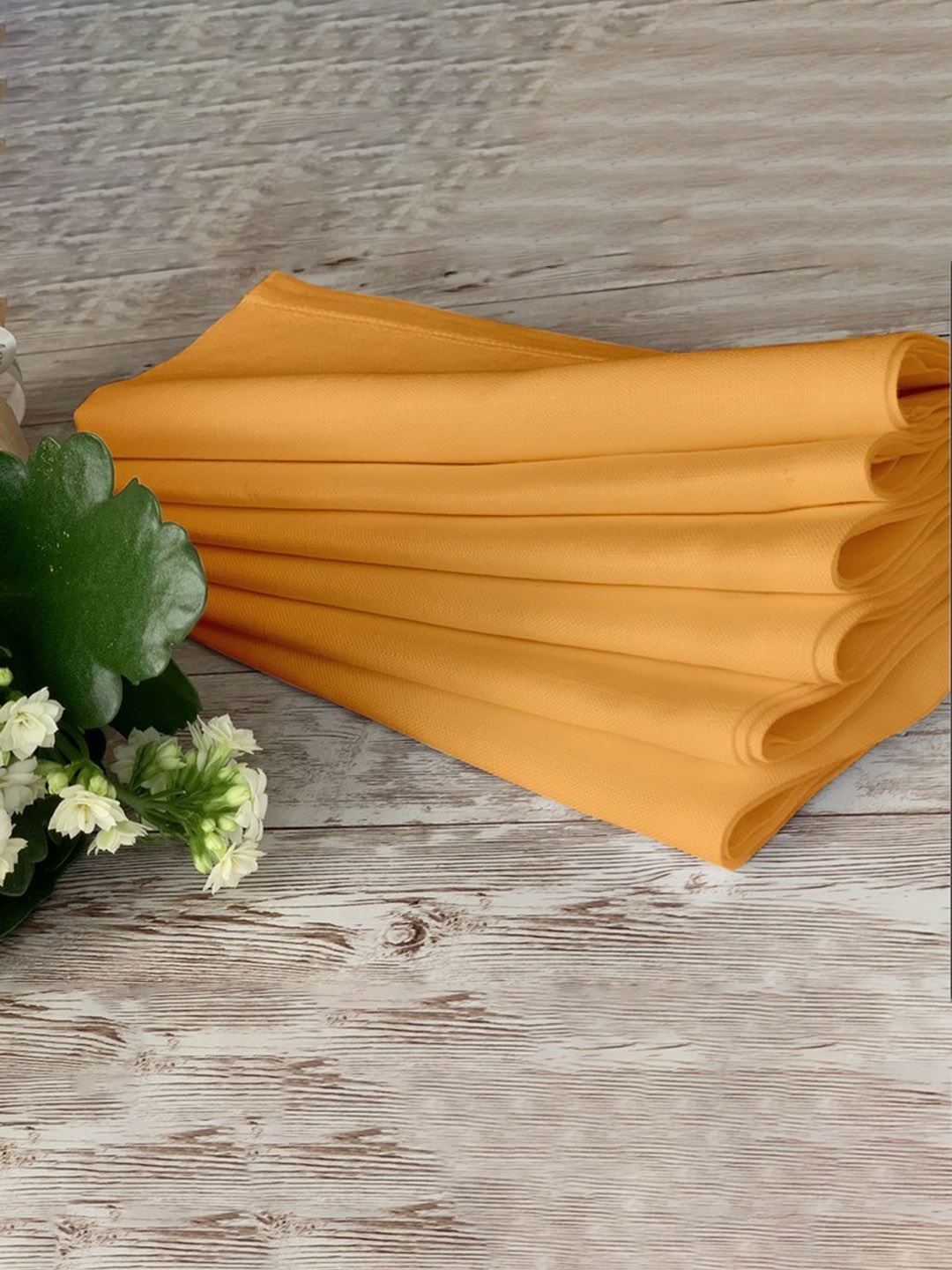 

Lushomes Yellow 12Pcs Solid Cotton Table Napkins