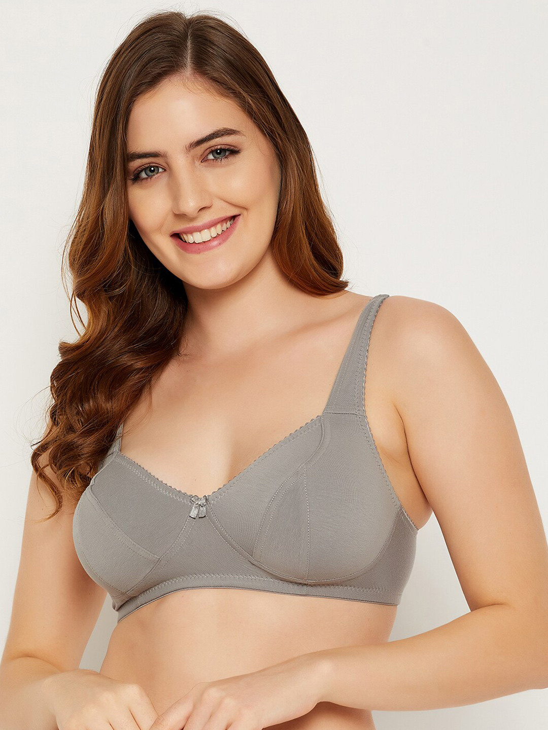

Clovia Women Grey Solid Cotton Non-Padded Bra