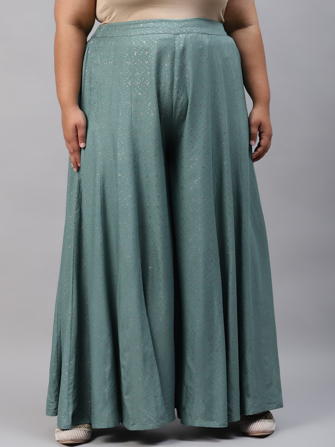 W Women Blue Flared Ethnic Palazzos