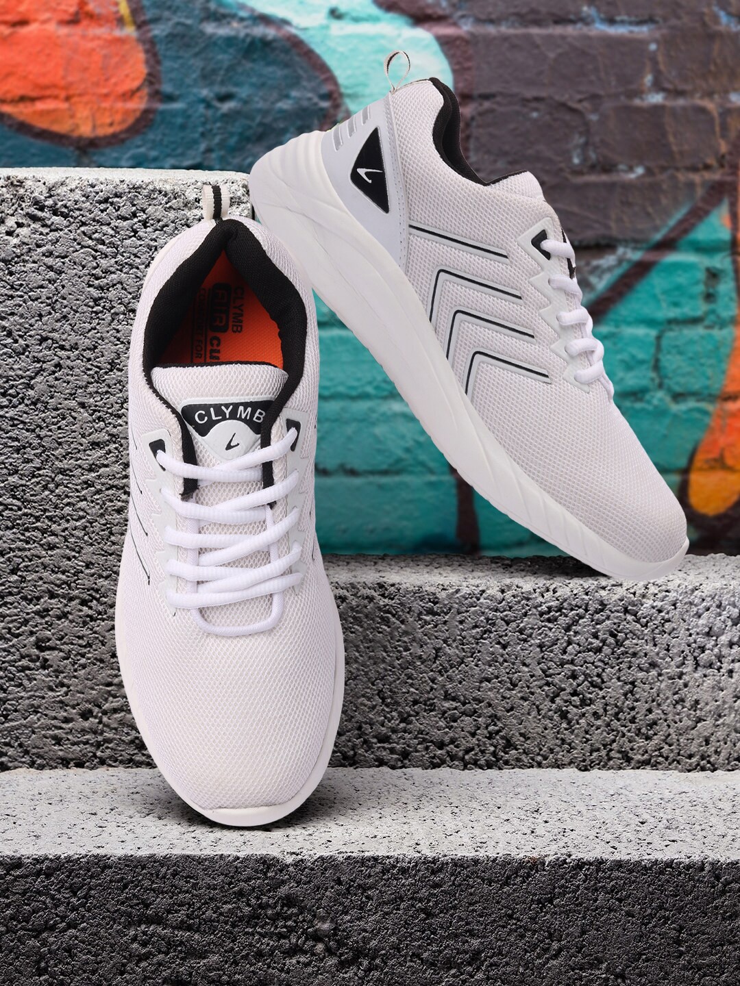 

CLYMB Men White Mesh Running Non-Marking Shoes