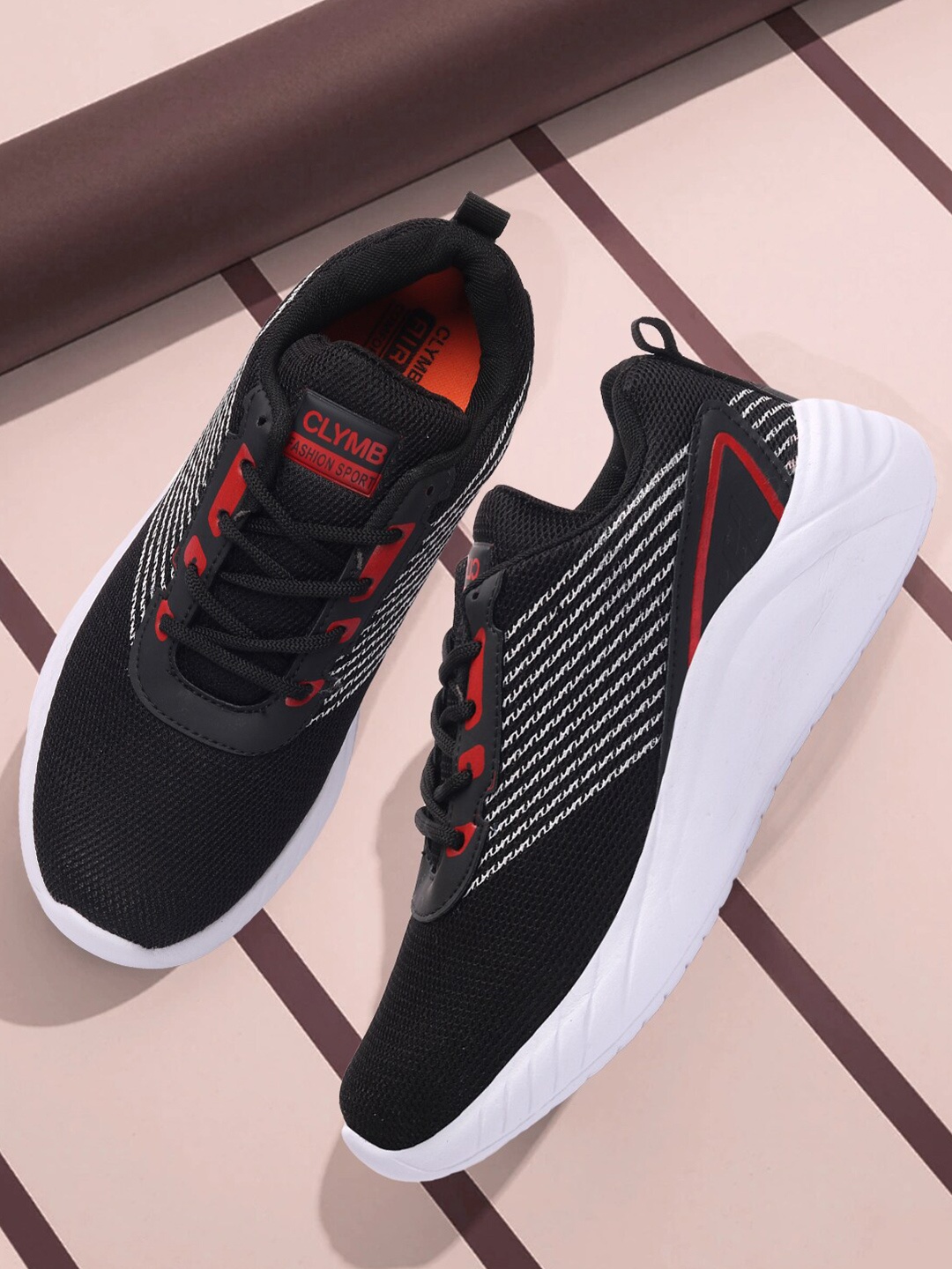 

CLYMB Men Black Mesh Running Non-Marking Shoes