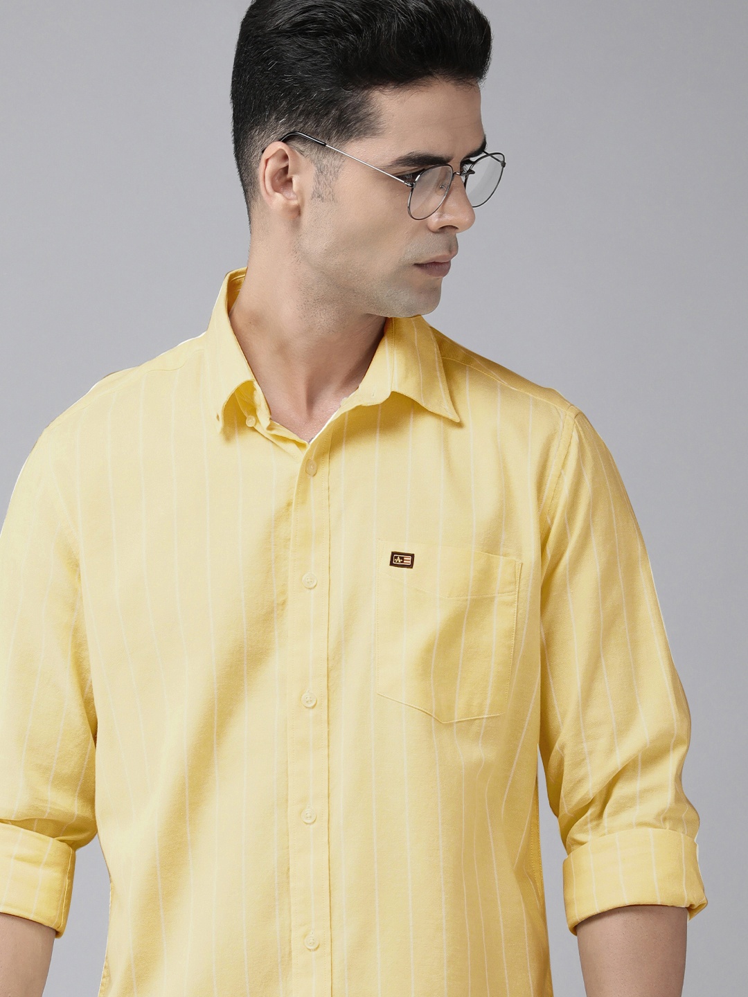

Arrow Sport Men Yellow Pure Cotton Original Slim Fit Striped Casual Shirt