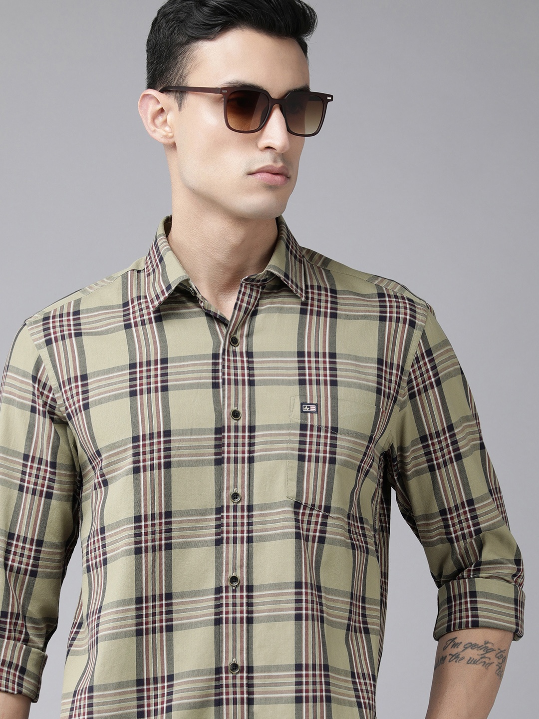 

Arrow Sport Men Green Original Slim Fit Tartan Checks Opaque Pure Cotton Casual Shirt