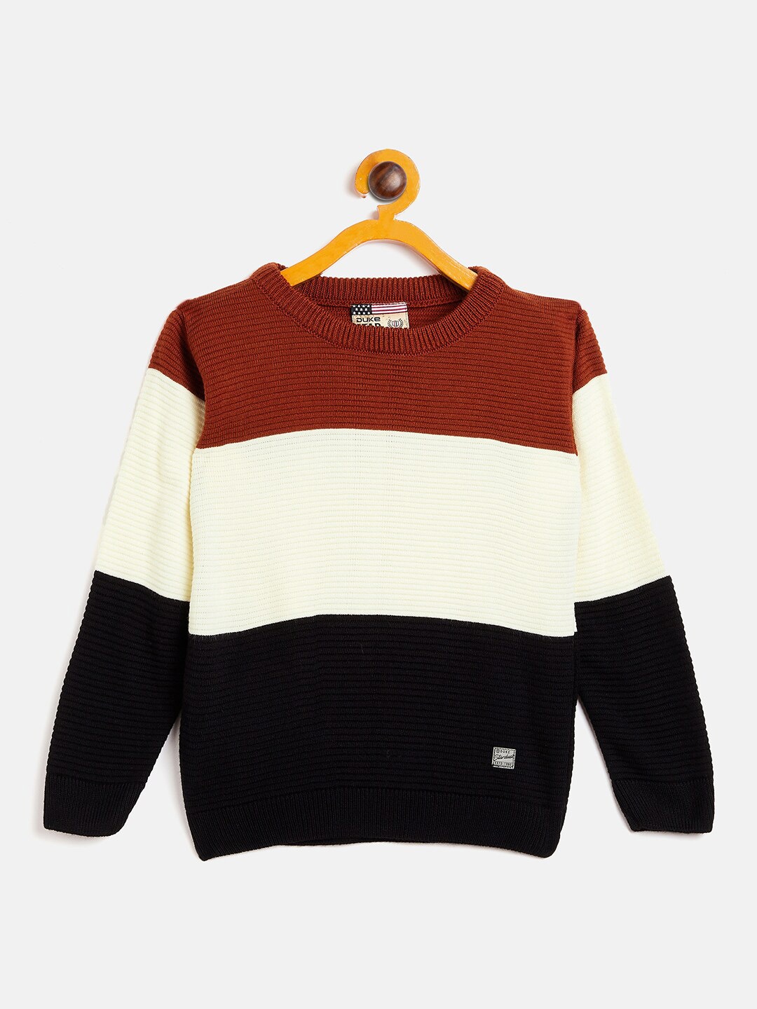 

Duke Boys Maroon & White Colourblocked Pullover