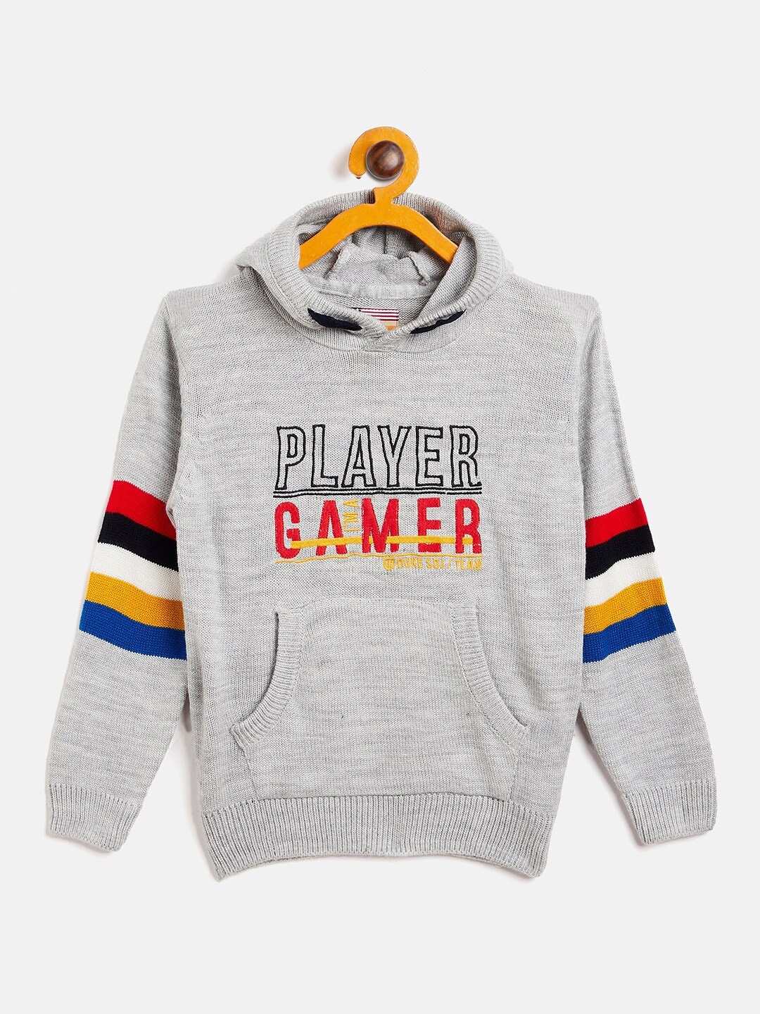 Duke Boys Grey & Red Typography Printed Pullover