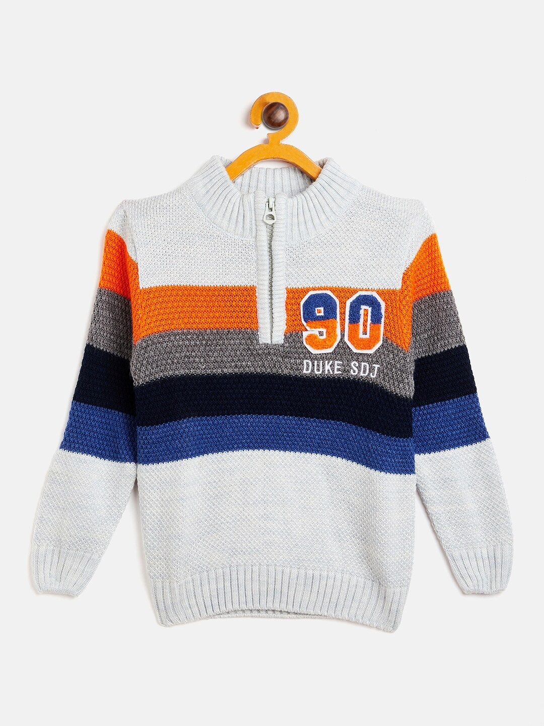 

Duke Boys White & Grey Colourblocked Pullover