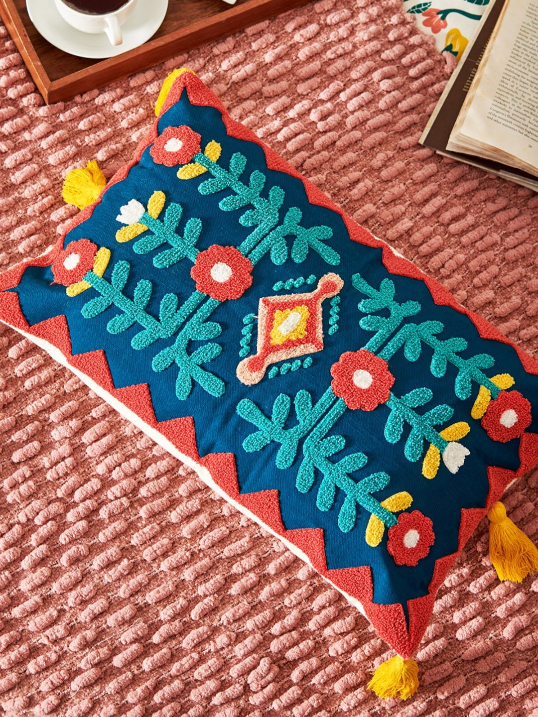 

Chumbak Blue & Green Embroidered Rectangle Cushion Covers