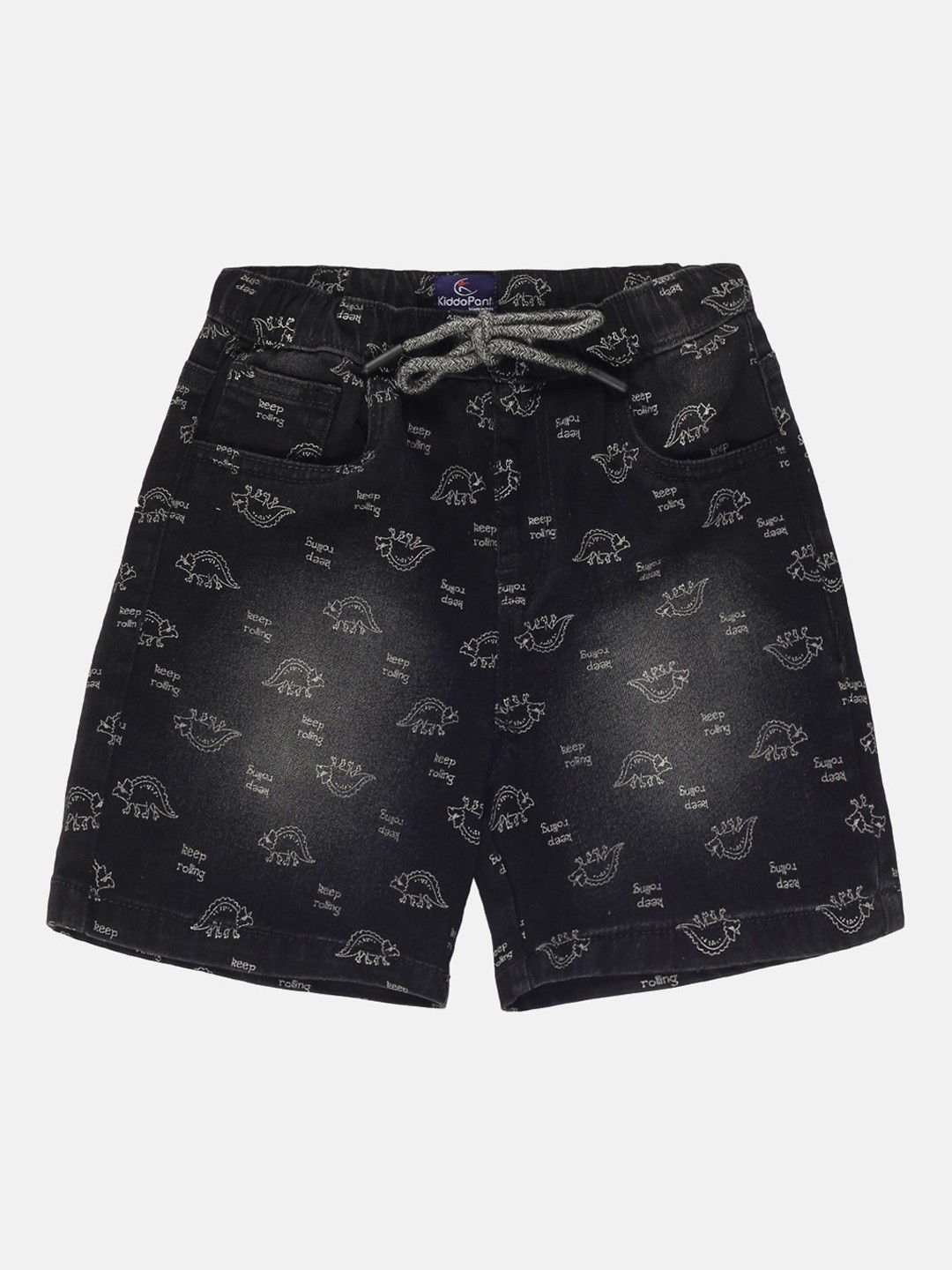 

KiddoPanti Boys Black Printed Denim Shorts
