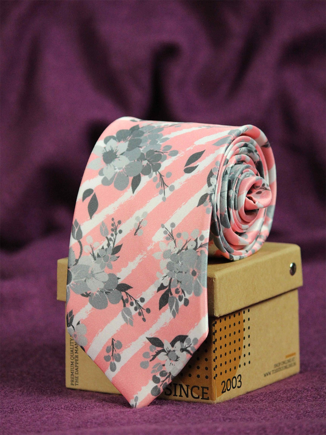

Tossido Men Pink & White Printed Broad Tie