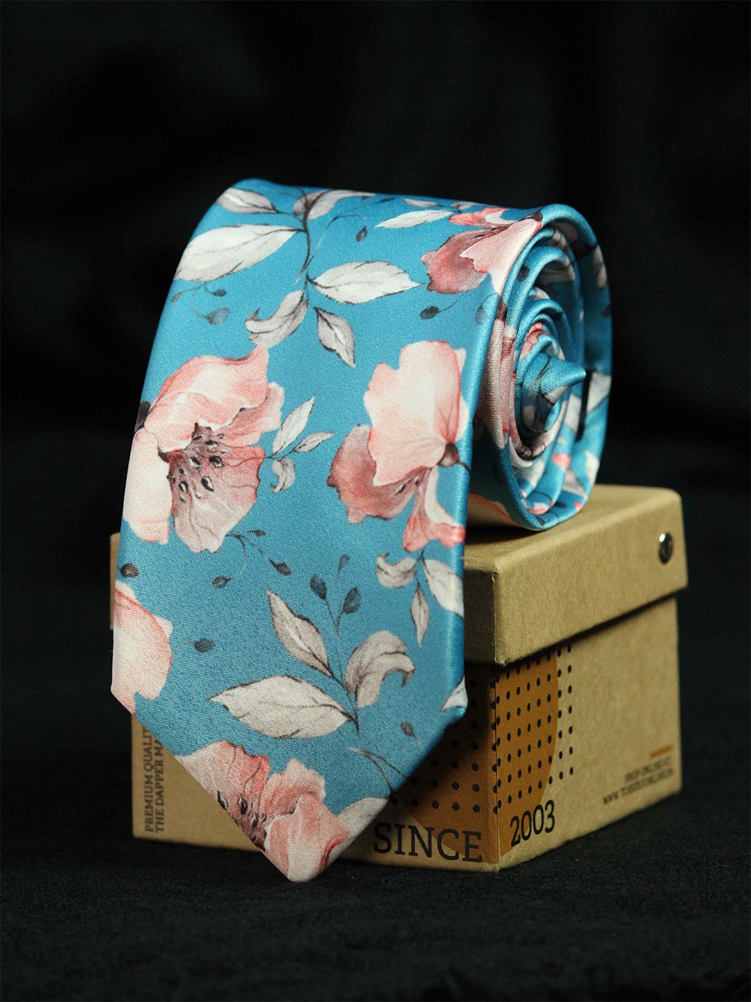 

Tossido Men Blue & Peach Printed Broad Tie