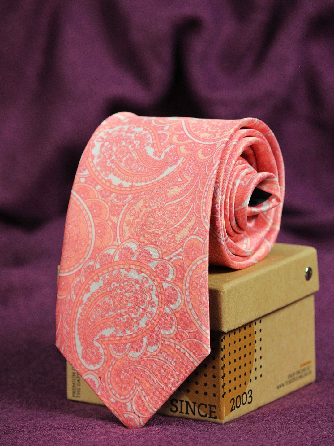 

Tossido Men Pink & White Printed Broad Tie