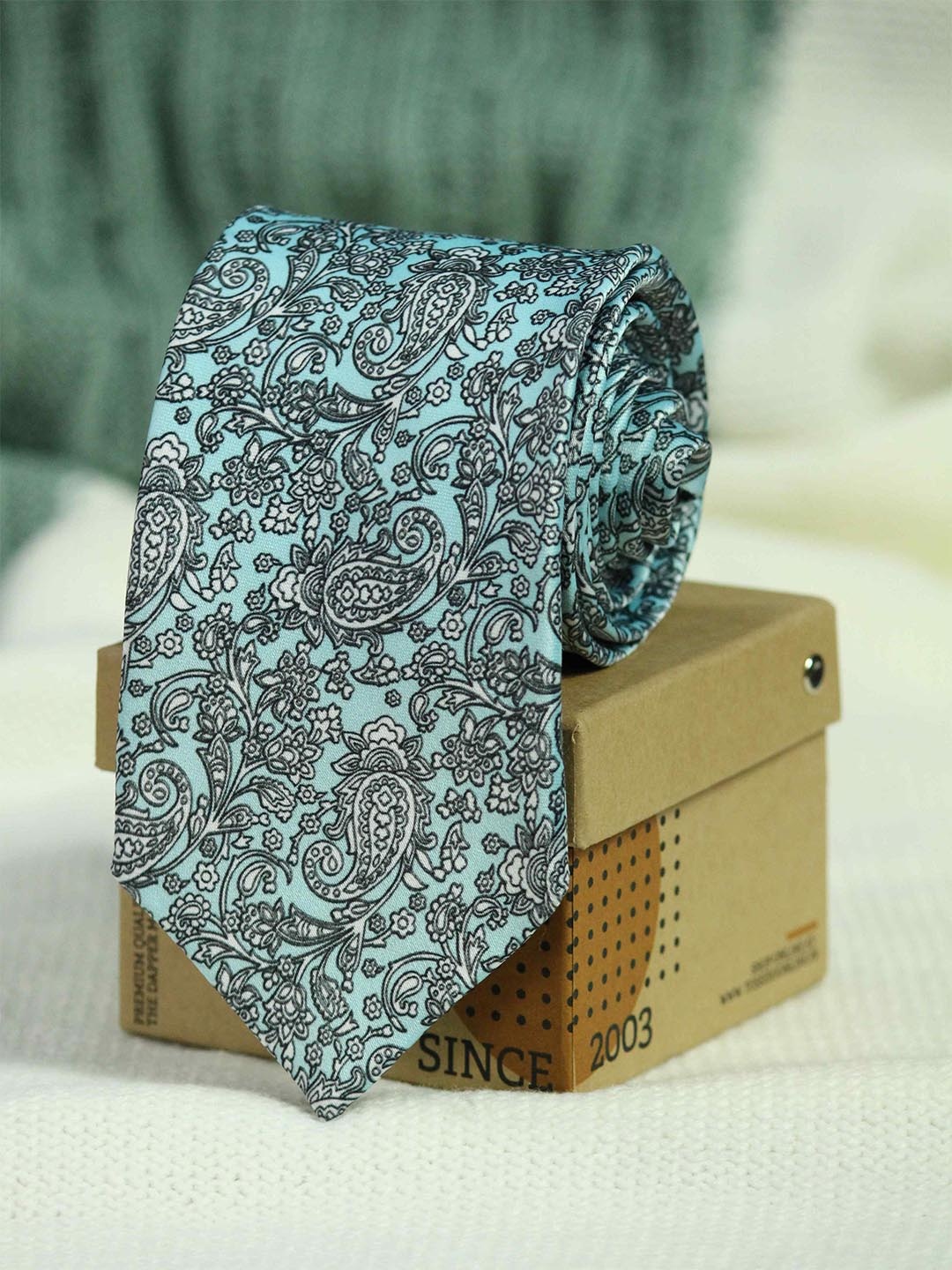 

Tossido Men Blue & Black Printed Broad Tie