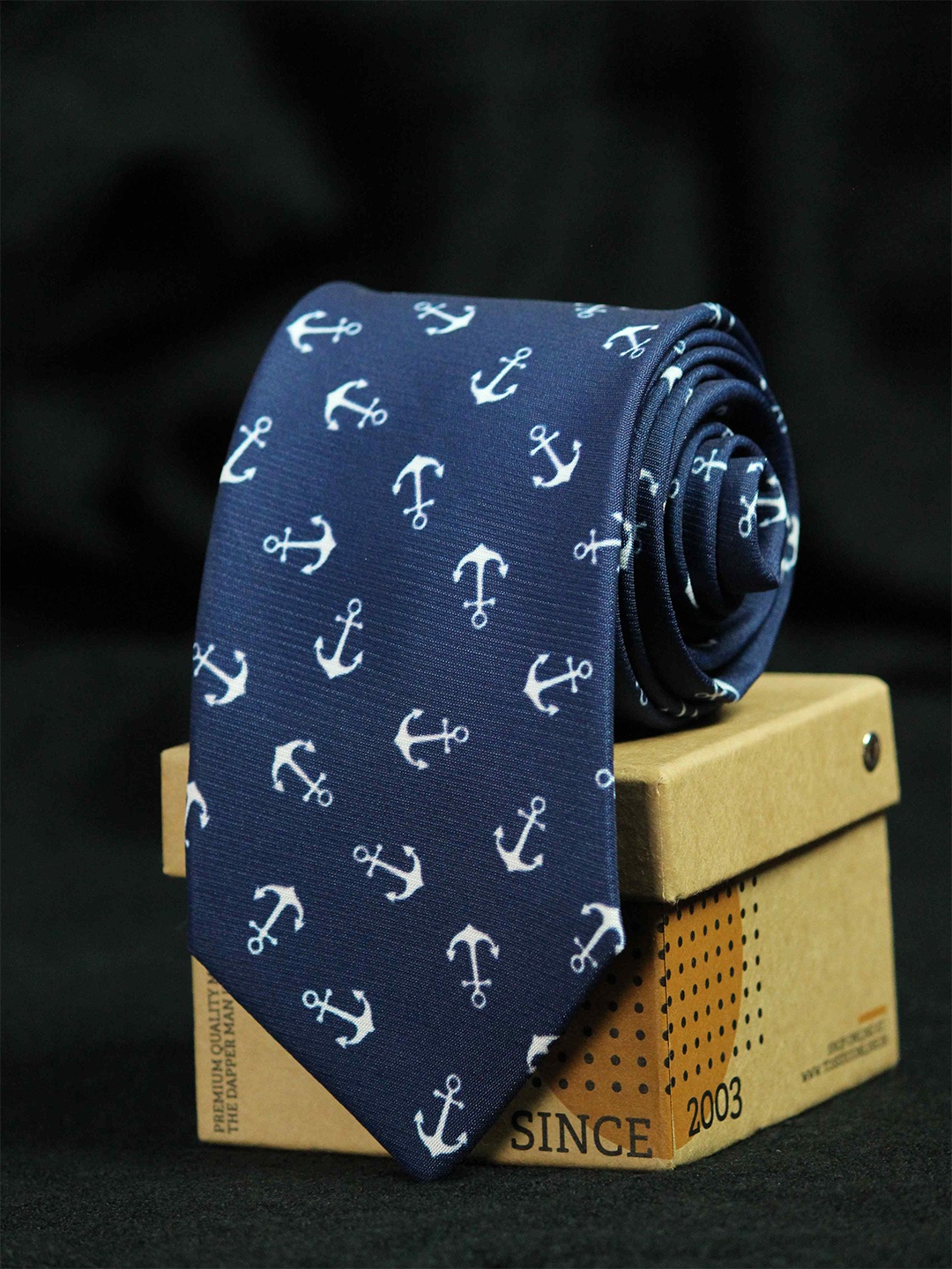 

Tossido Men Blue & Off White Printed Broad Tie