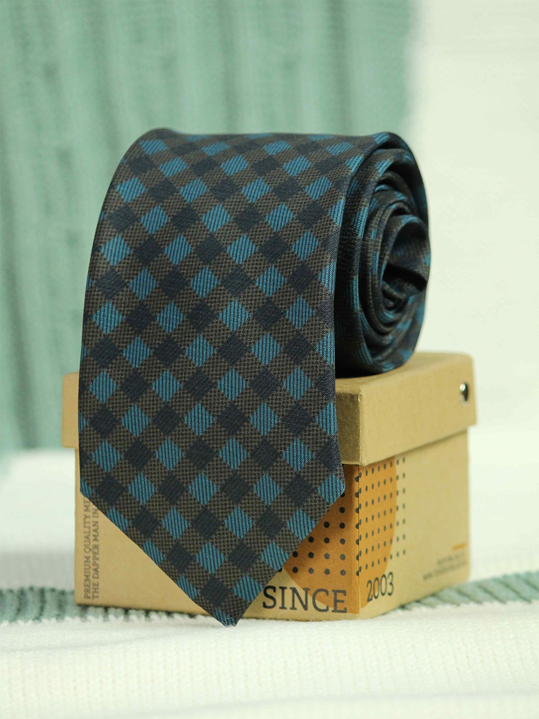 

Tossido Men Blue & Grey Printed Broad Tie