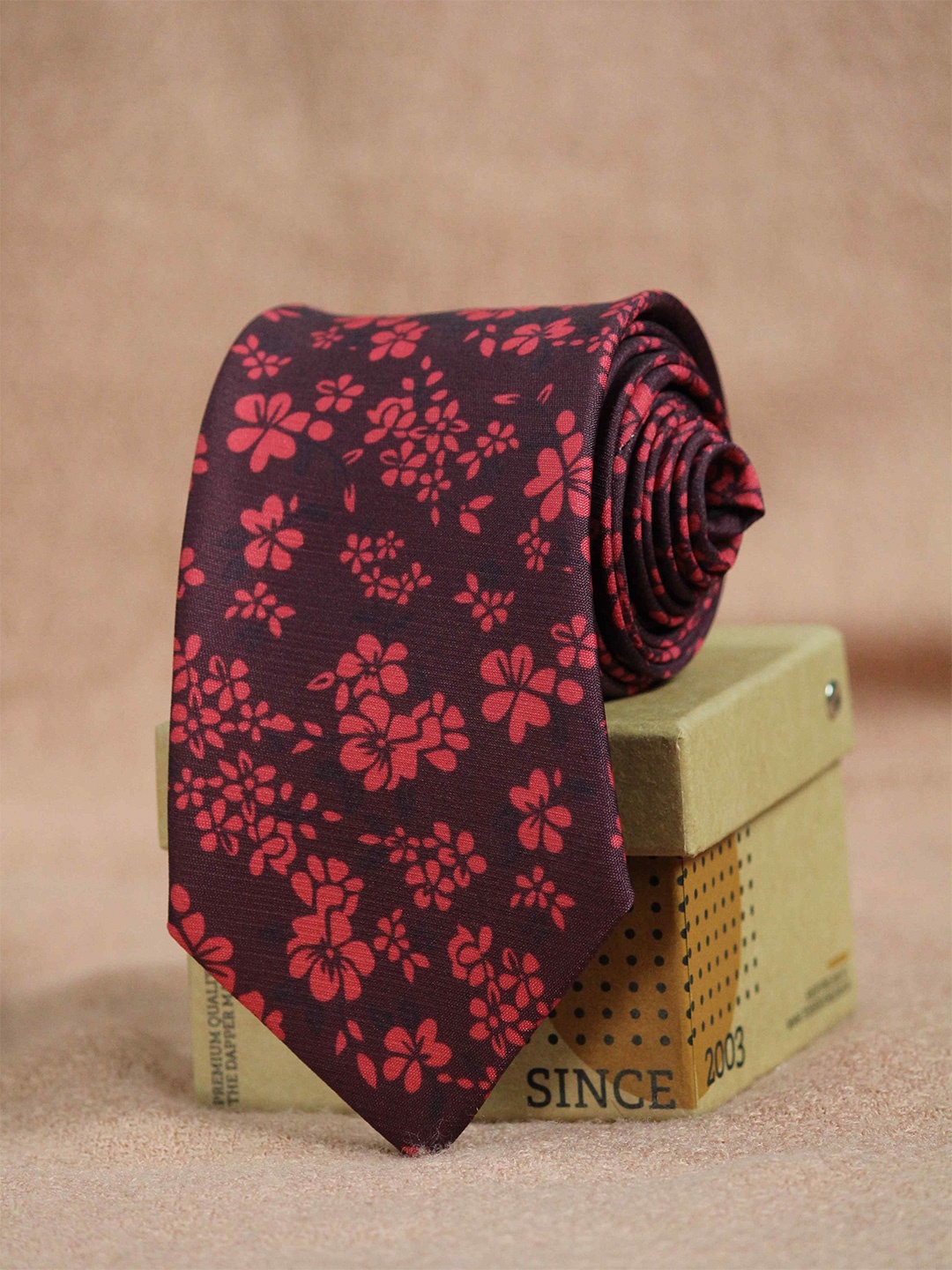 

Tossido Men Brown & Red Printed Broad Tie
