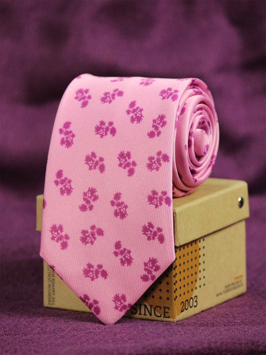 

Tossido Men Pink Printed Broad Tie