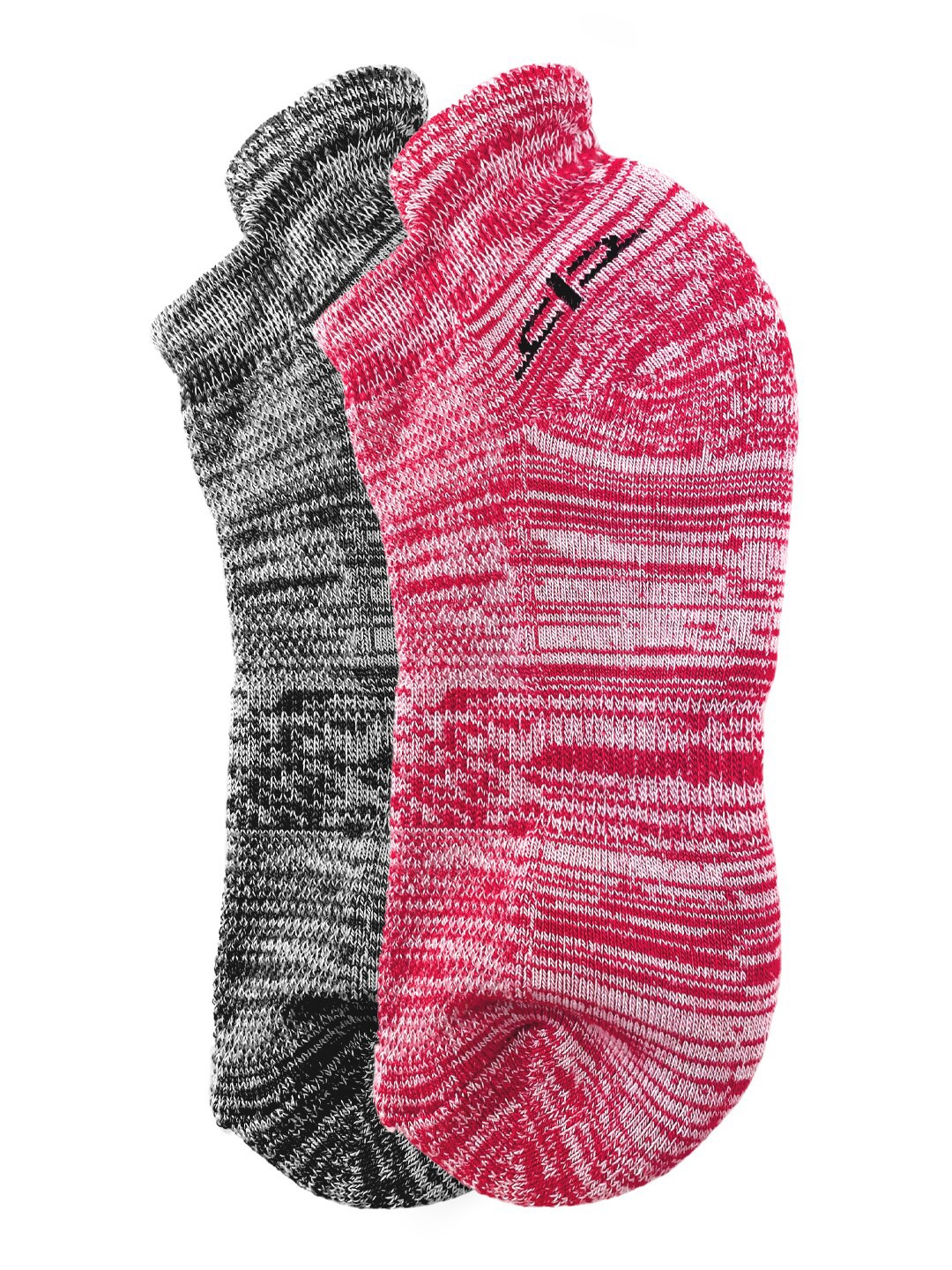 

Heelium Women Pack Of 2 Patterned Cotton Ankle-Length Socks, Black