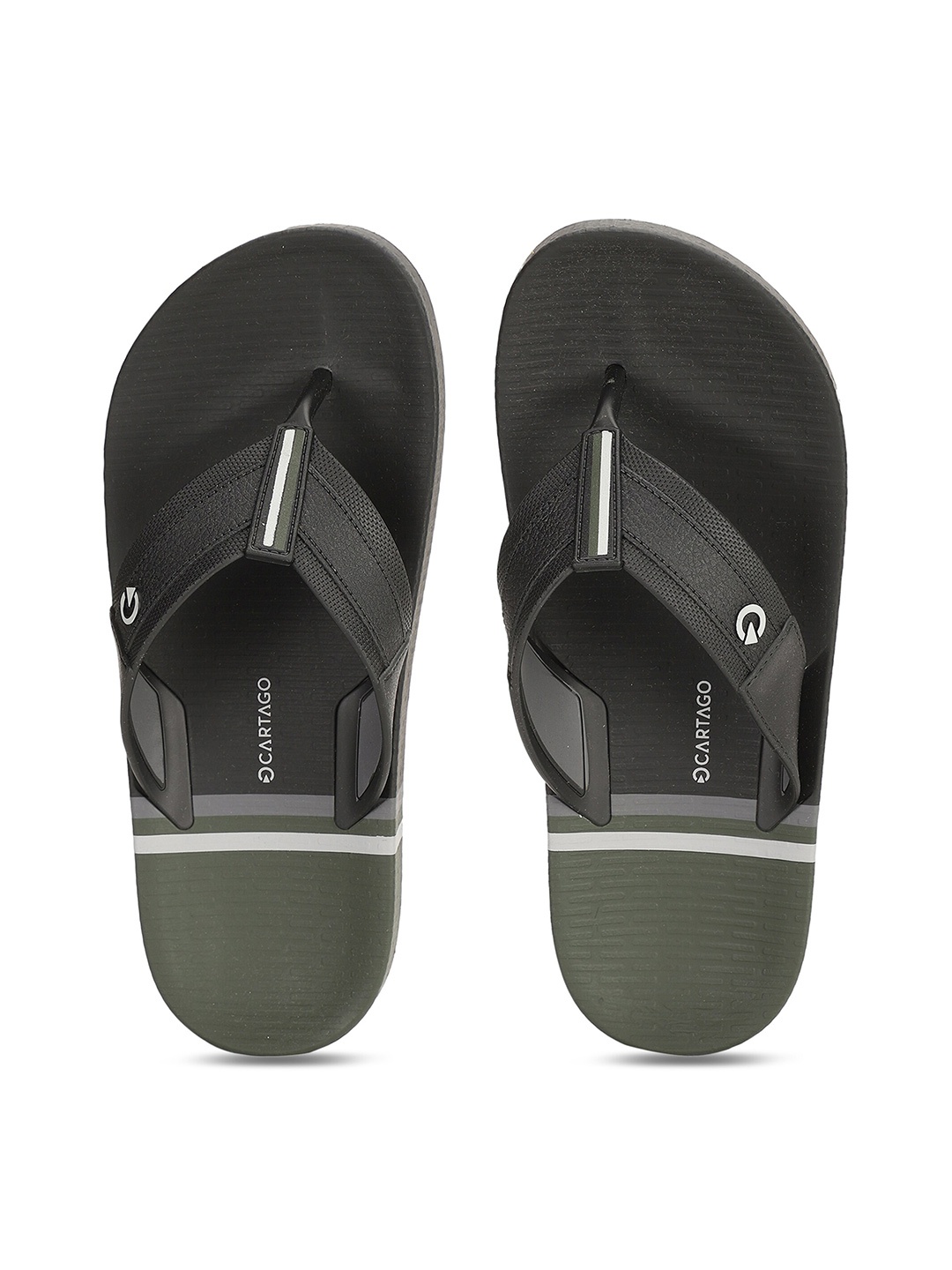 

CARTAGO Men Black & White Printed Thong Flip-Flops