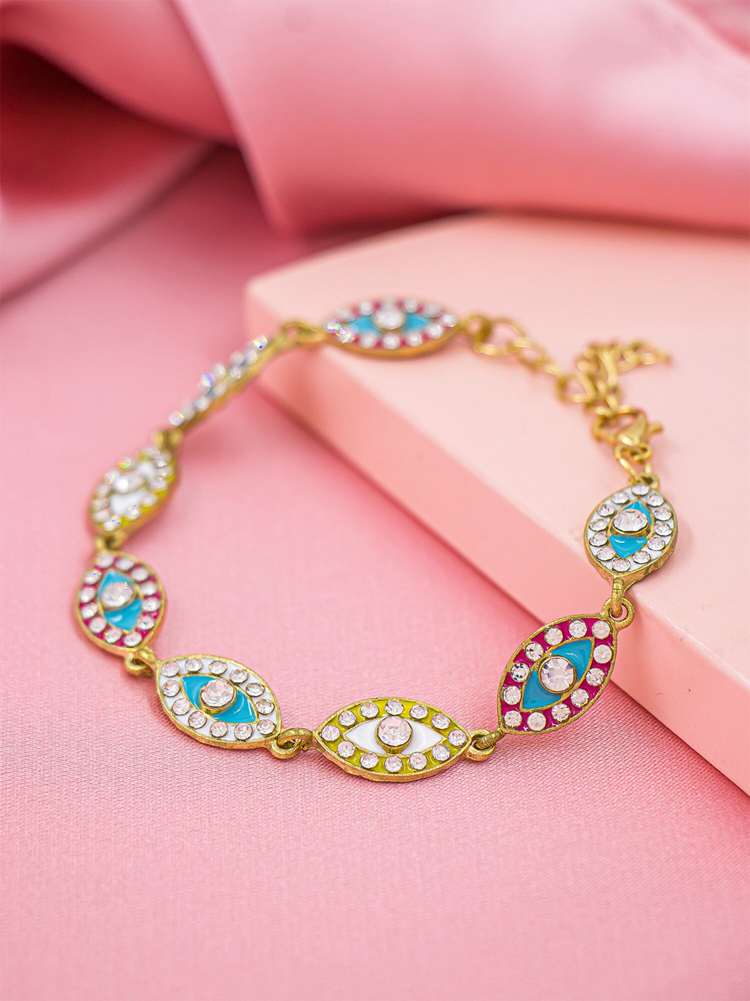 

Bellofox Women Gold-Toned & Blue Gold-Plated Link Bracelet