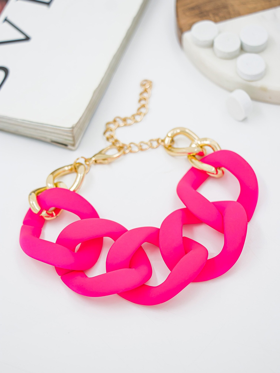 

Bellofox Women Pink & Gold-Toned Link Bracelet