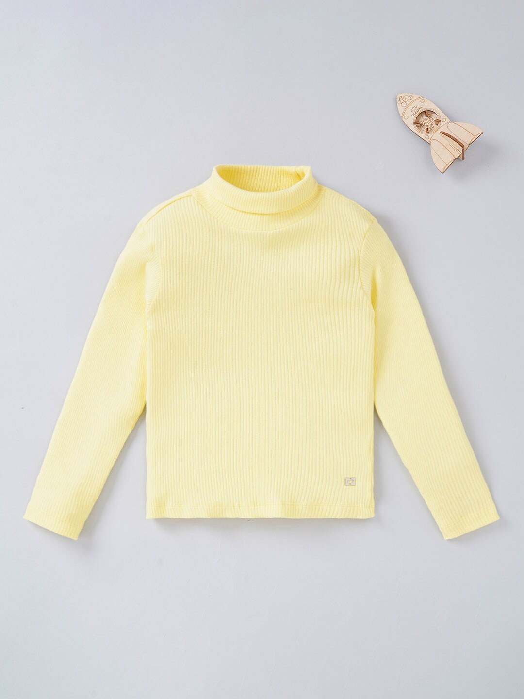 

Ed-a-Mamma Girls Yellow High Neck Cotton T-shirt