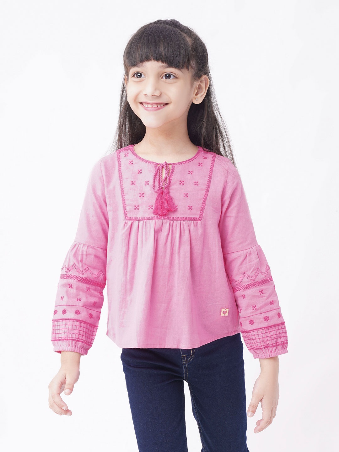 

Ed-a-Mamma Pink Tie-Up Neck Empire Top