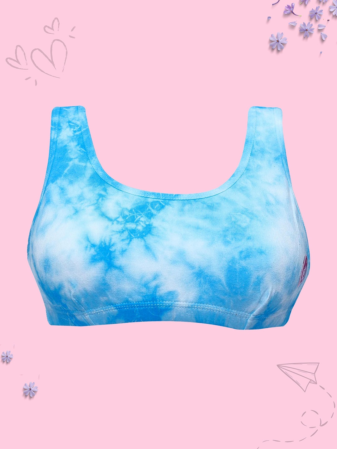 

Girls Double Layer Premium Cotton Non-Wired Non Padded Beginners Bra DCBRSE8165/s, Blue