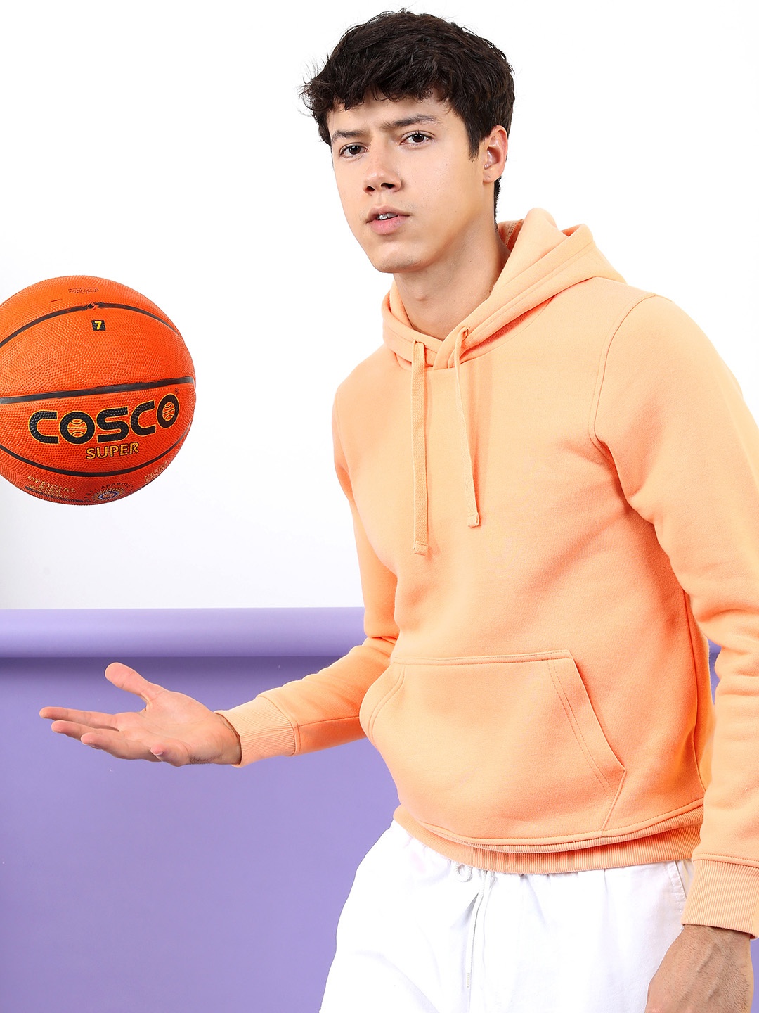 

HIGHLANDER Men Peach-Coloured Hooded Sweatshirt