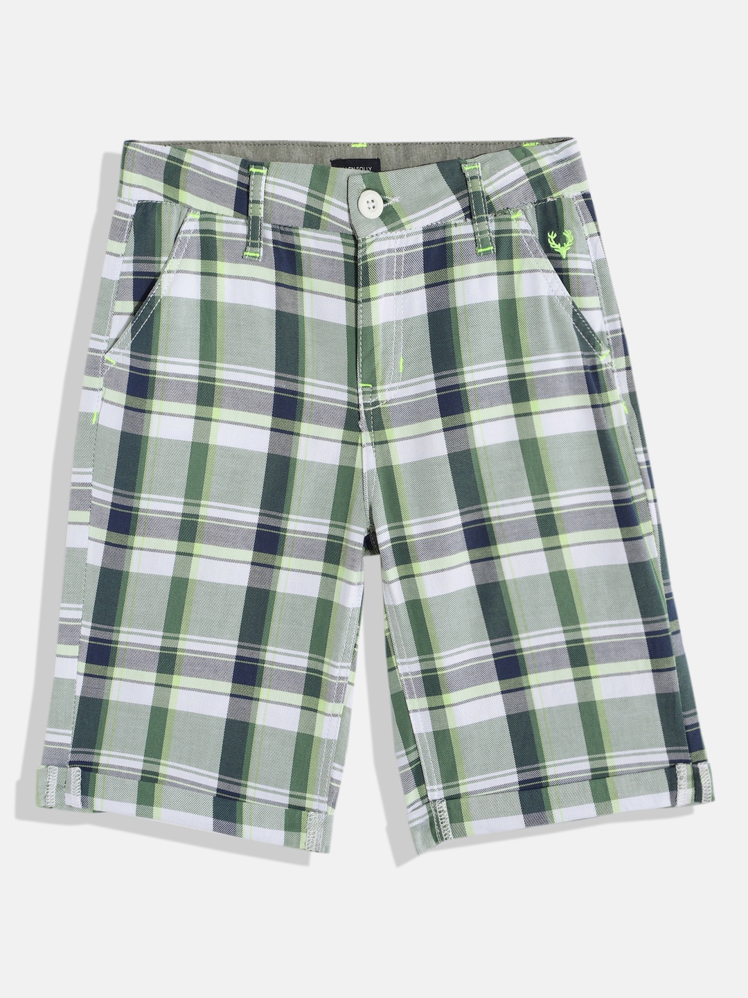 

Allen Solly Junior Boys Checked Pure Cotton Chino Shorts, White