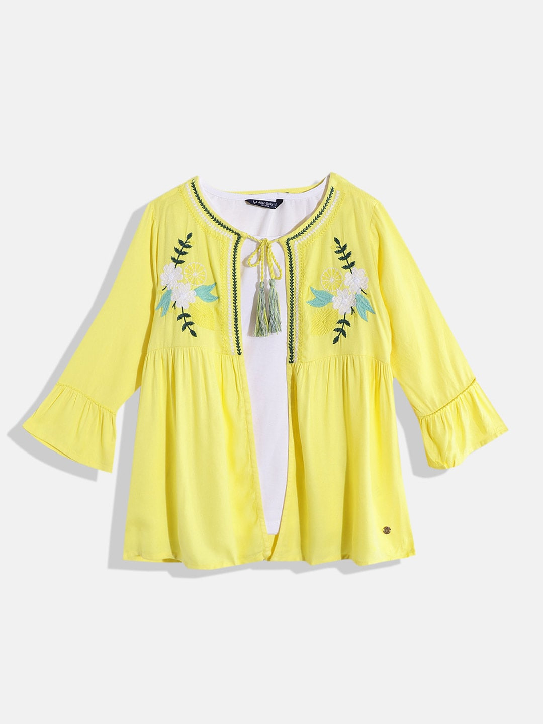 

Allen Solly Junior Girls Cotton Top With Embroidered Jacket, White