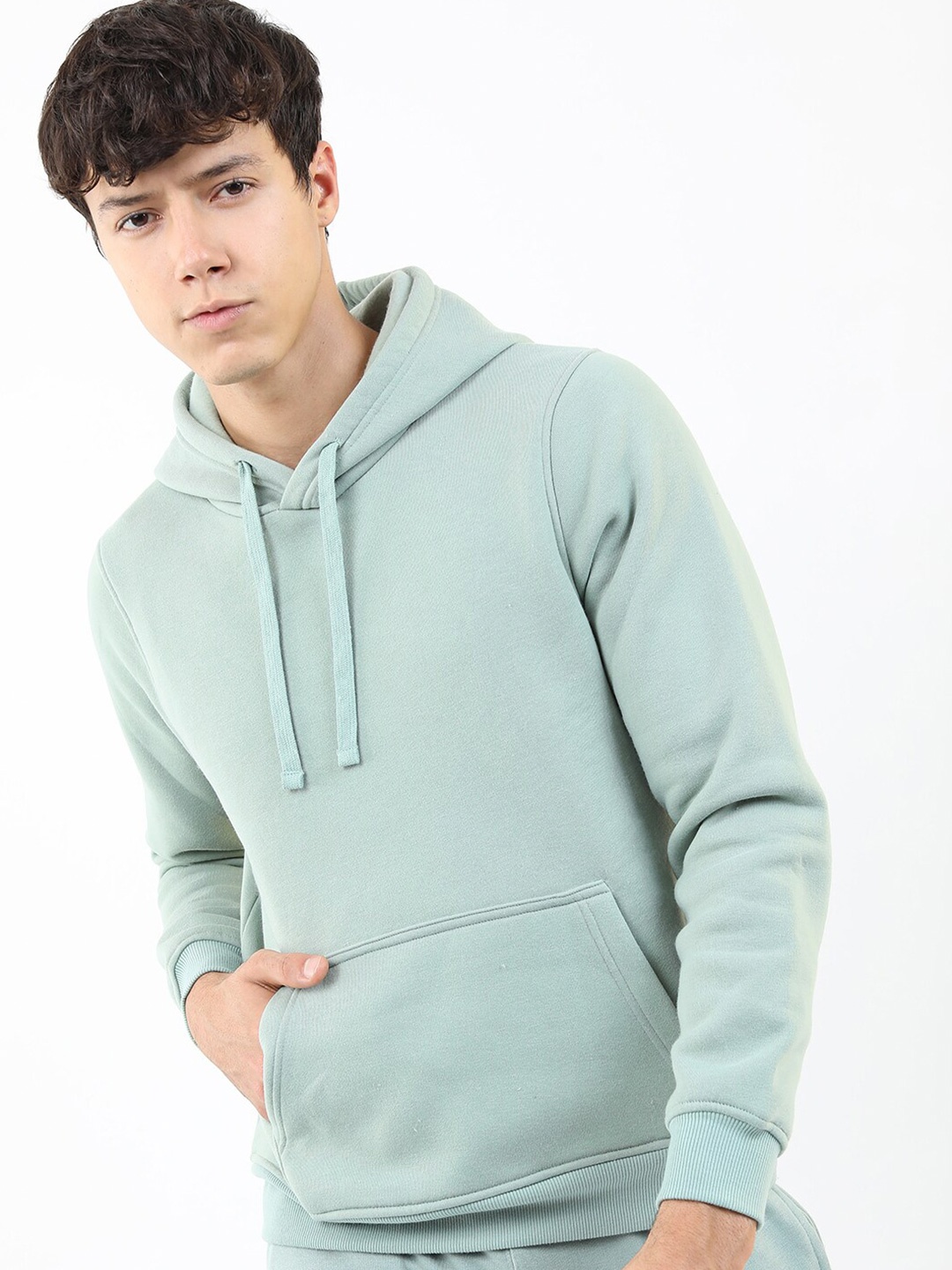 

KETCH Men Sea Green Hooded Solid Sweatshirt