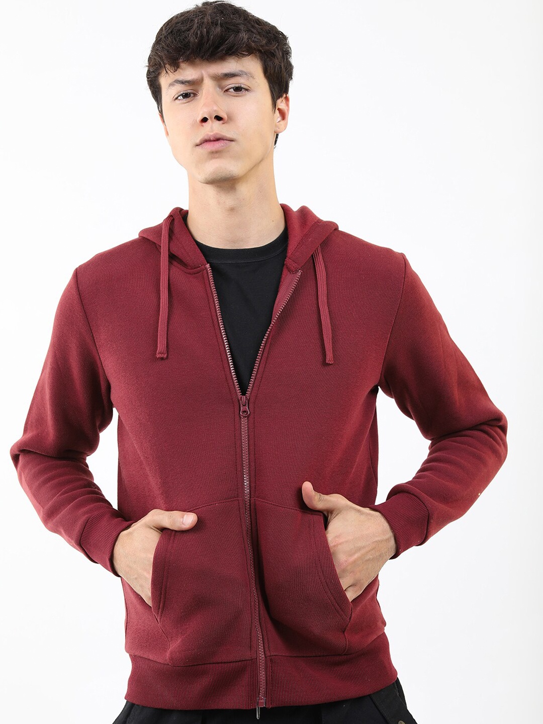 

KETCH Men Burgundy Hooded Sweatshirt