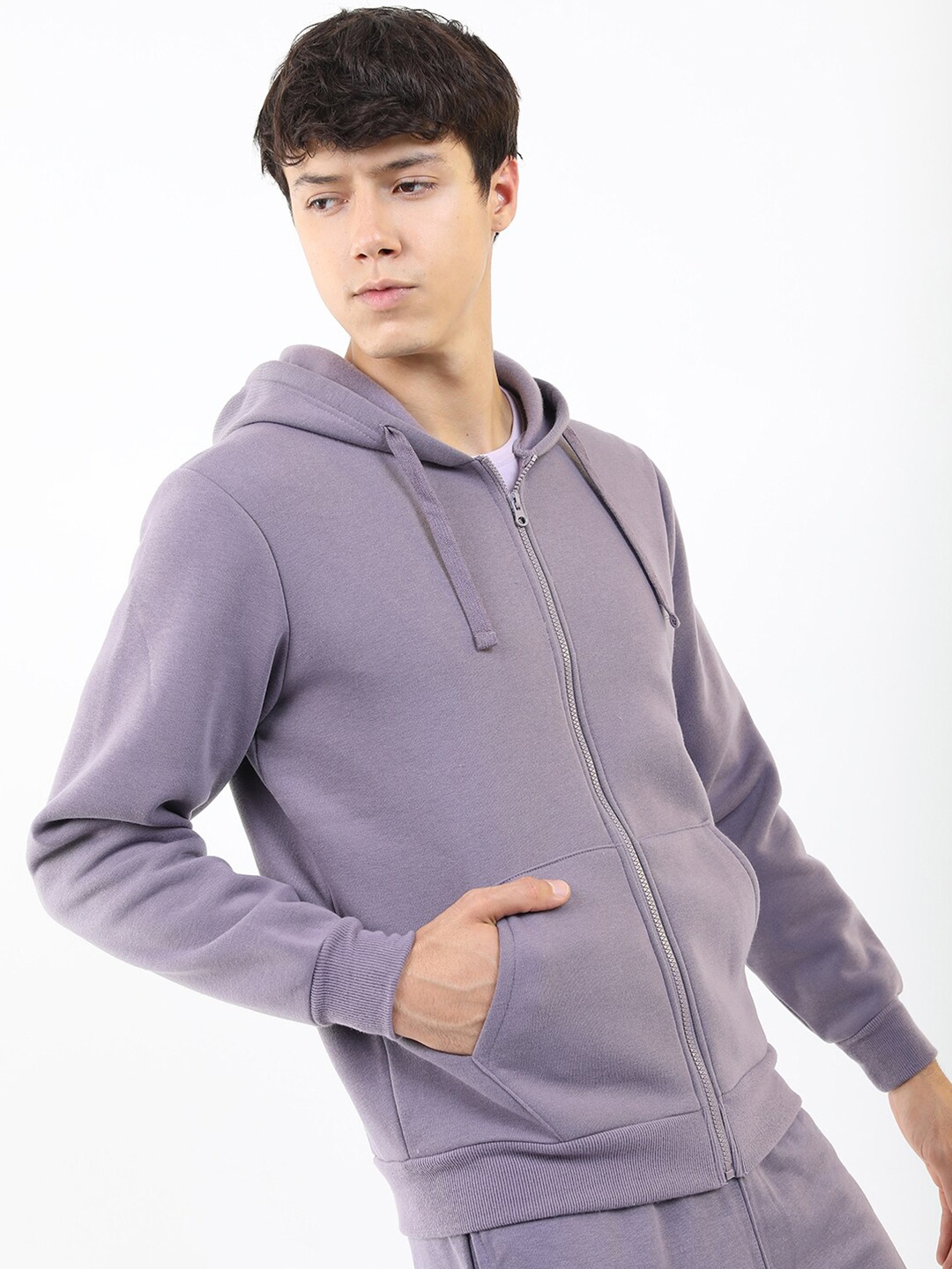 

KETCH Men Purple Hooded Front Open Sweatshirt