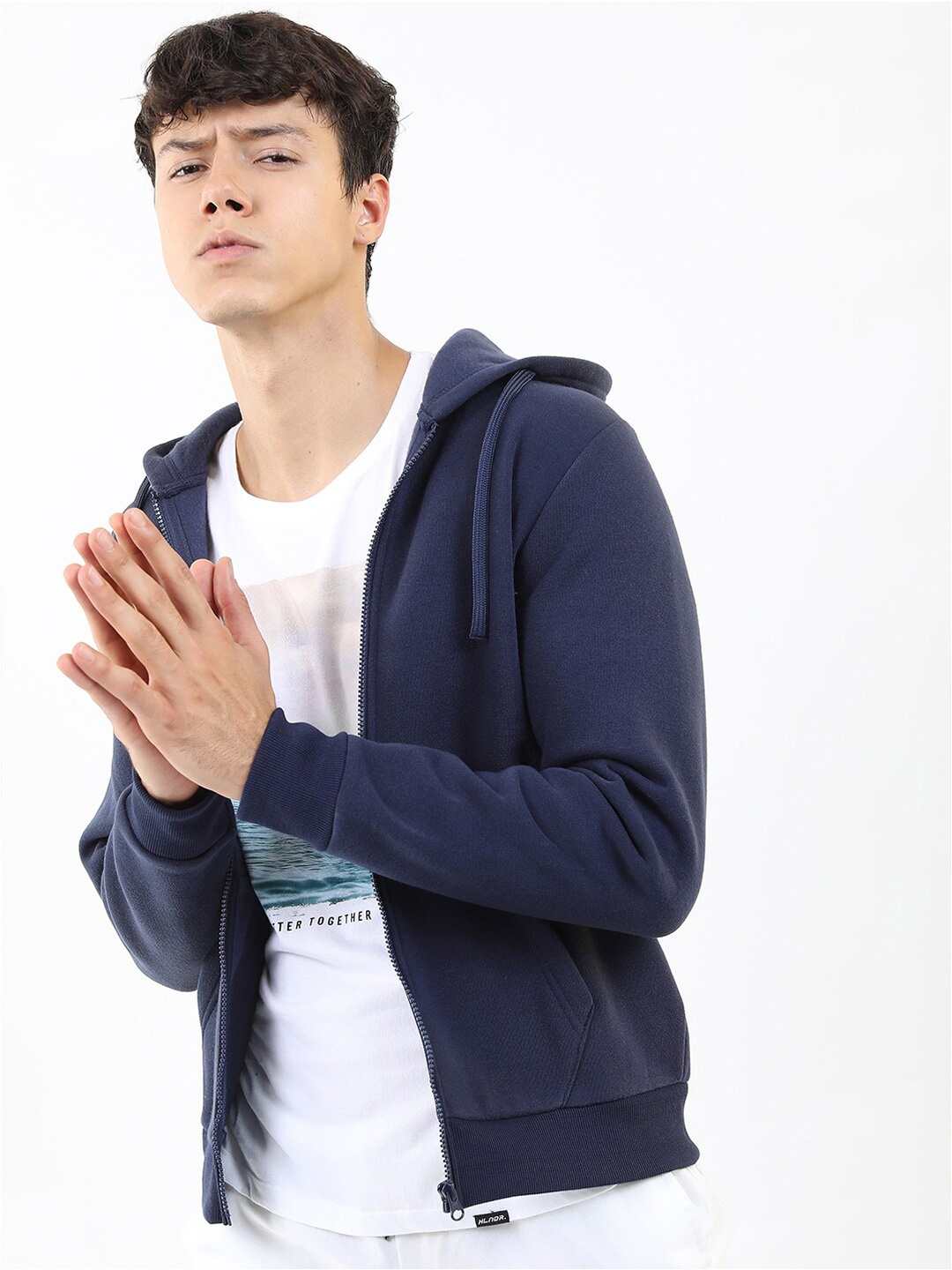 

KETCH Men Navy Blue Hooded Solid Sweatshirt